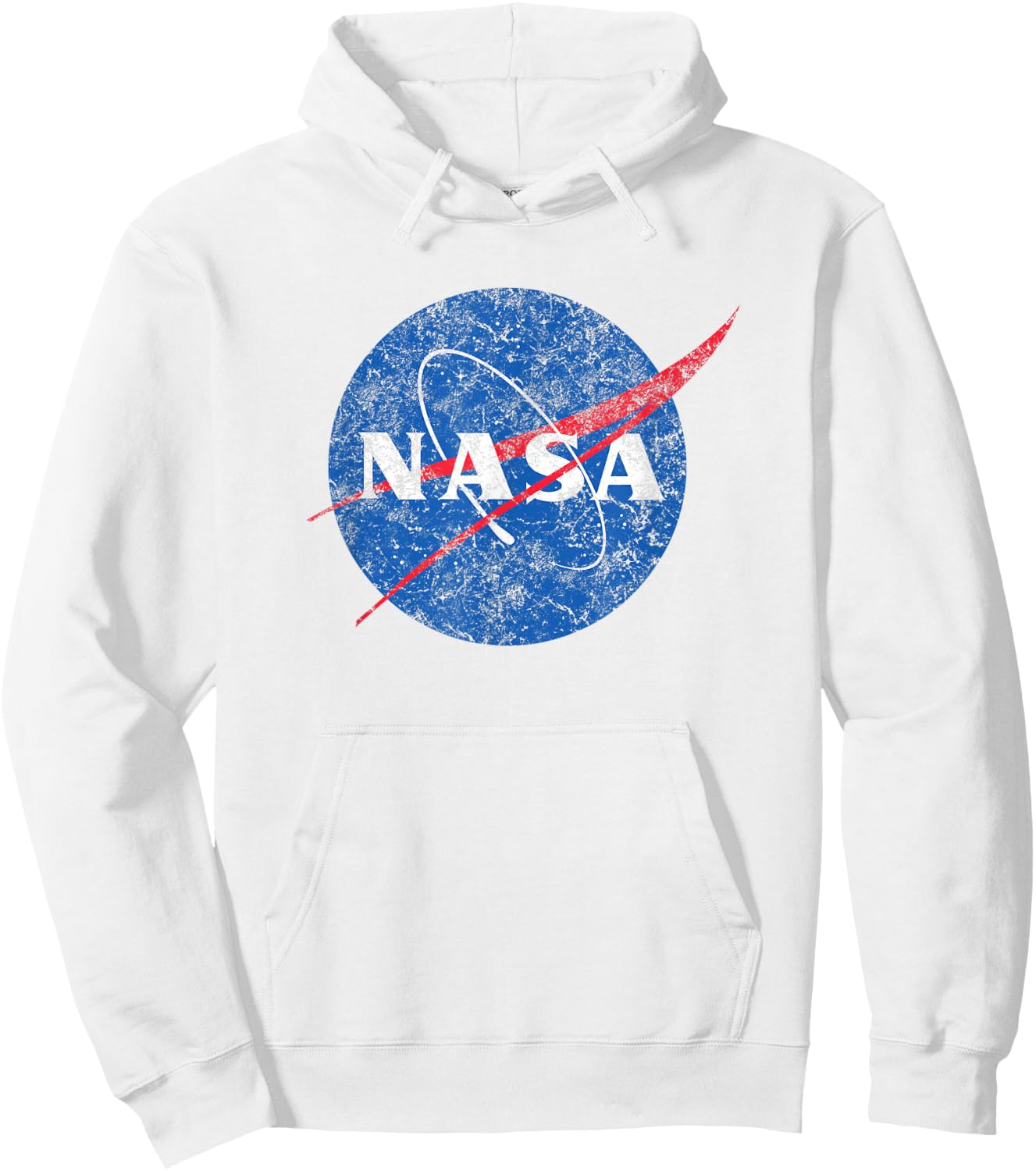 Officially Licensed NASA Meatball Logo Space Crew Distressed Hoodie - Hoodie | White