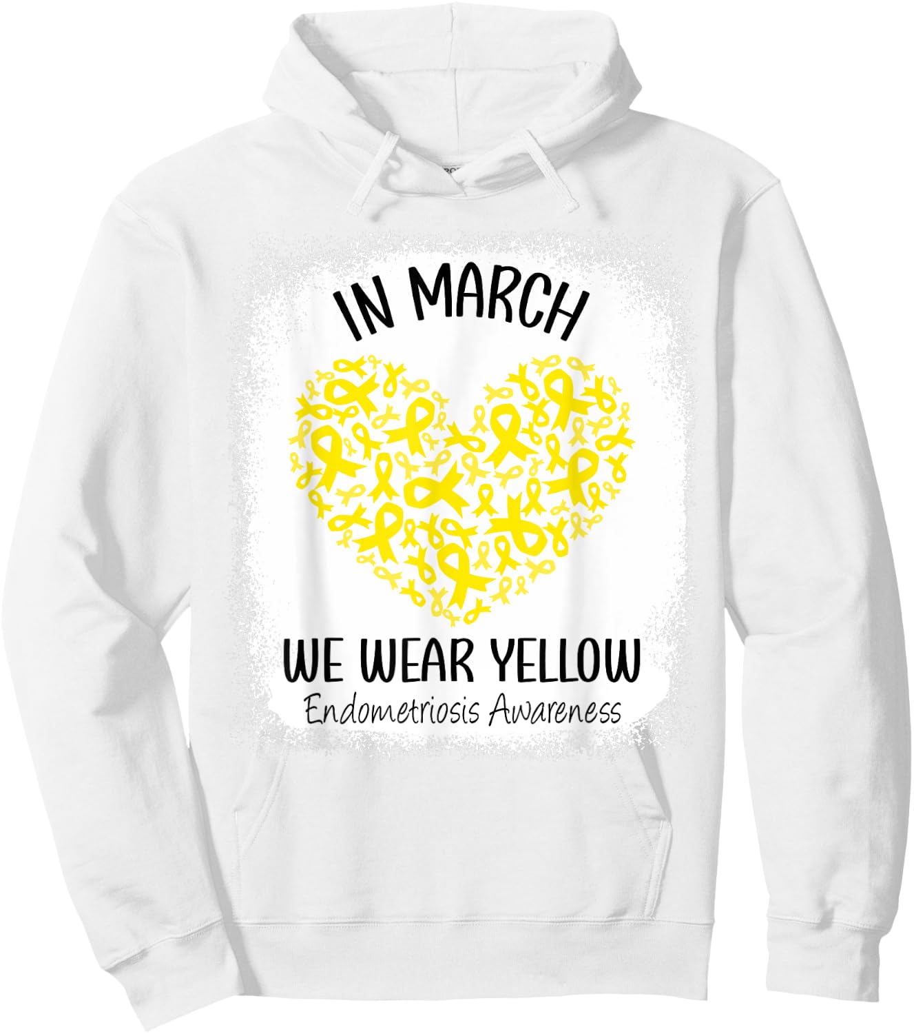 Heart In March We Wear Yellow Endometriosis Awareness Hoodie - Hoodie | White