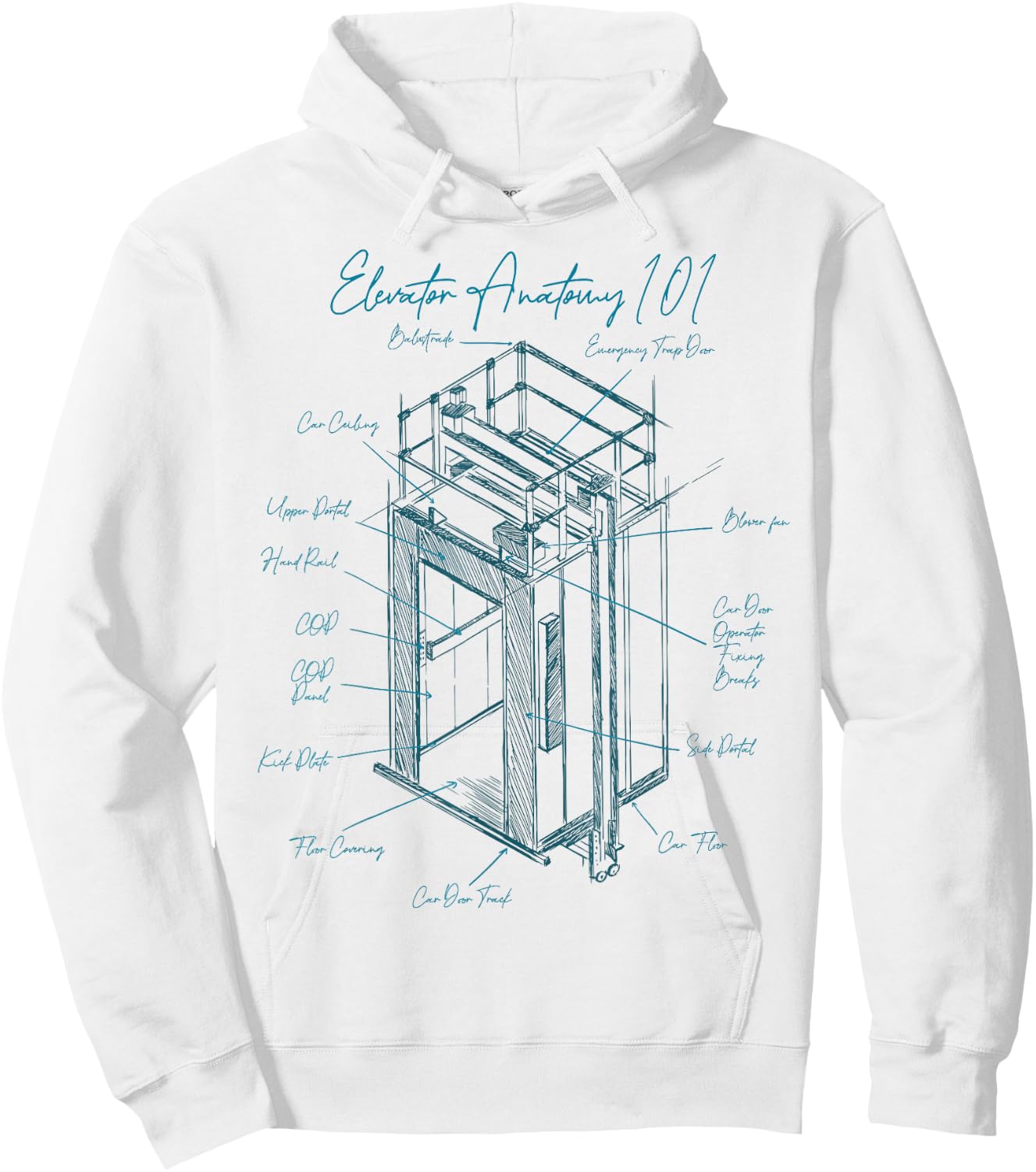 Anatomy of Elevator Construction Elevator Mechanic Liftman Hoodie - Hoodie | White