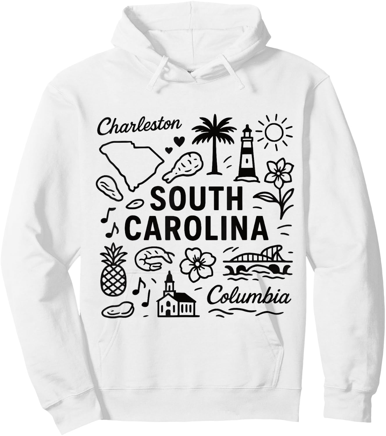 South Carolina USA State Symbols Vintage Souvenir Cute Hoodie - Hoodie | White