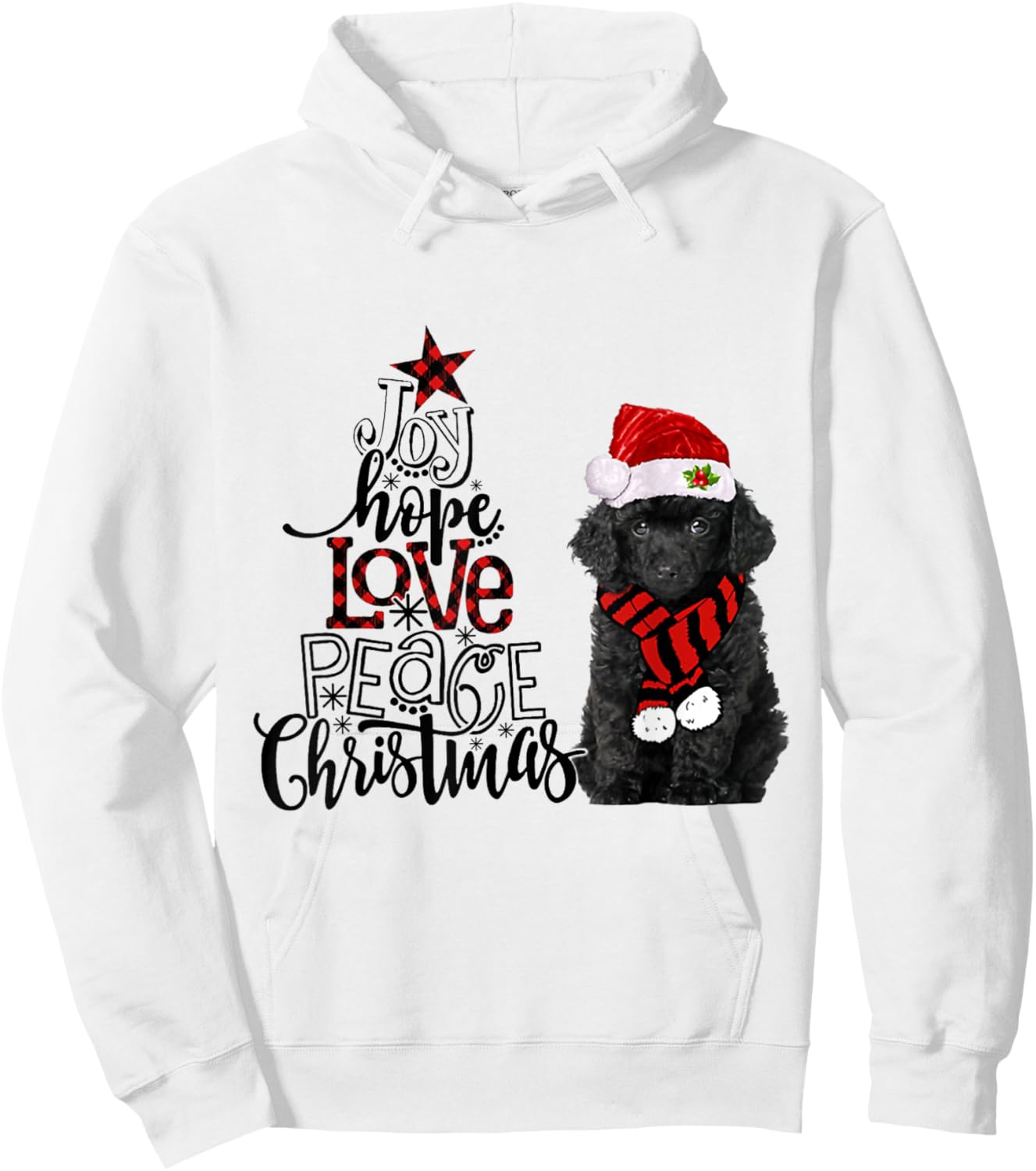 Joy Hope Love Peace Christmas Black Toy Poodle 2020 Hoodie - Hoodie | White