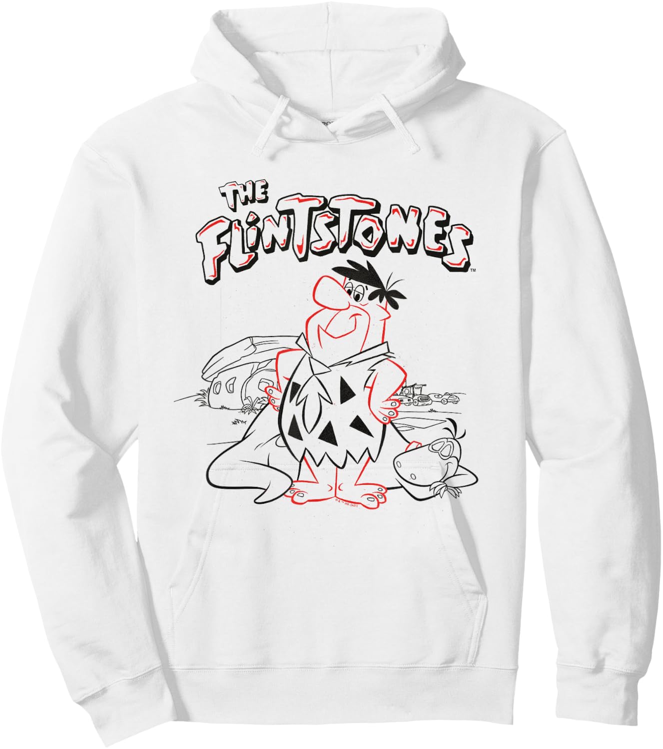 The Flintstones Fred with Sleeping Dino Hoodie - Hoodie | White