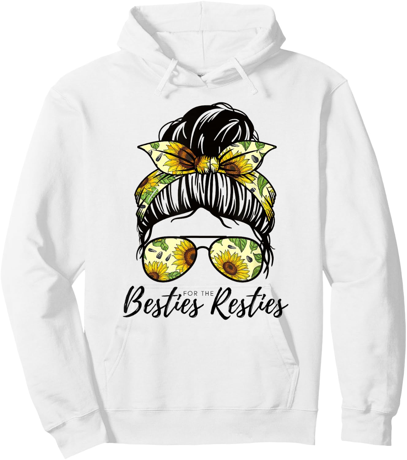 Besties For The Resties Hair Bandana Fits Mum and Me Hoodie - Hoodie | White