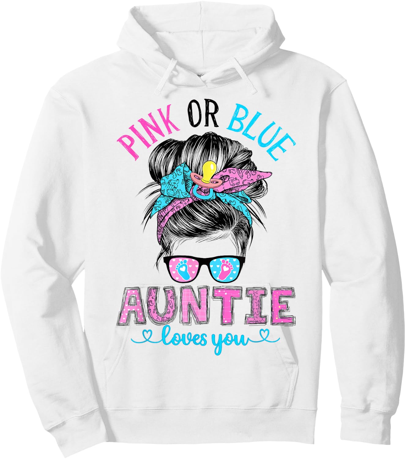 Pink or Blue Auntie Loves You Hoodie - Hoodie | White