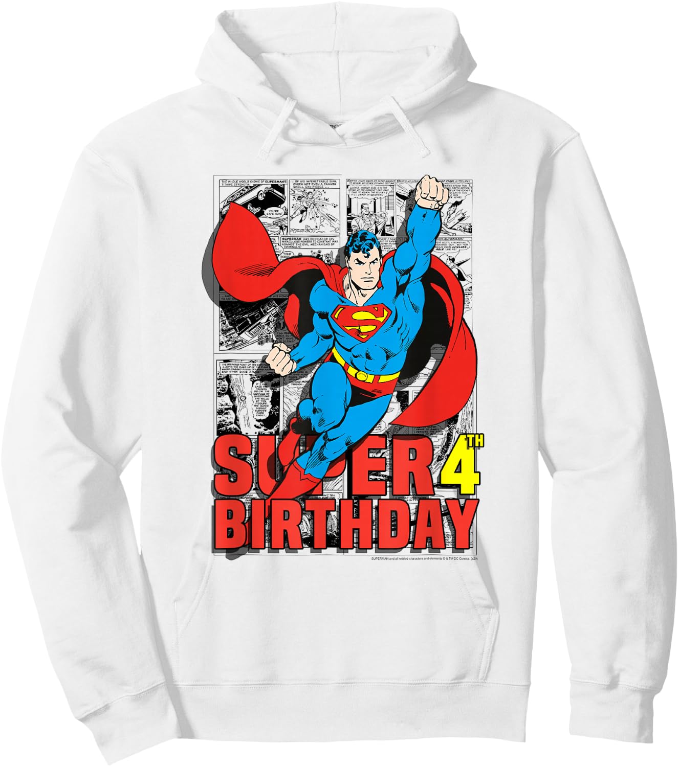 DC Comics Superman Super 4th Birthday Comic Hoodie - Hoodie | White