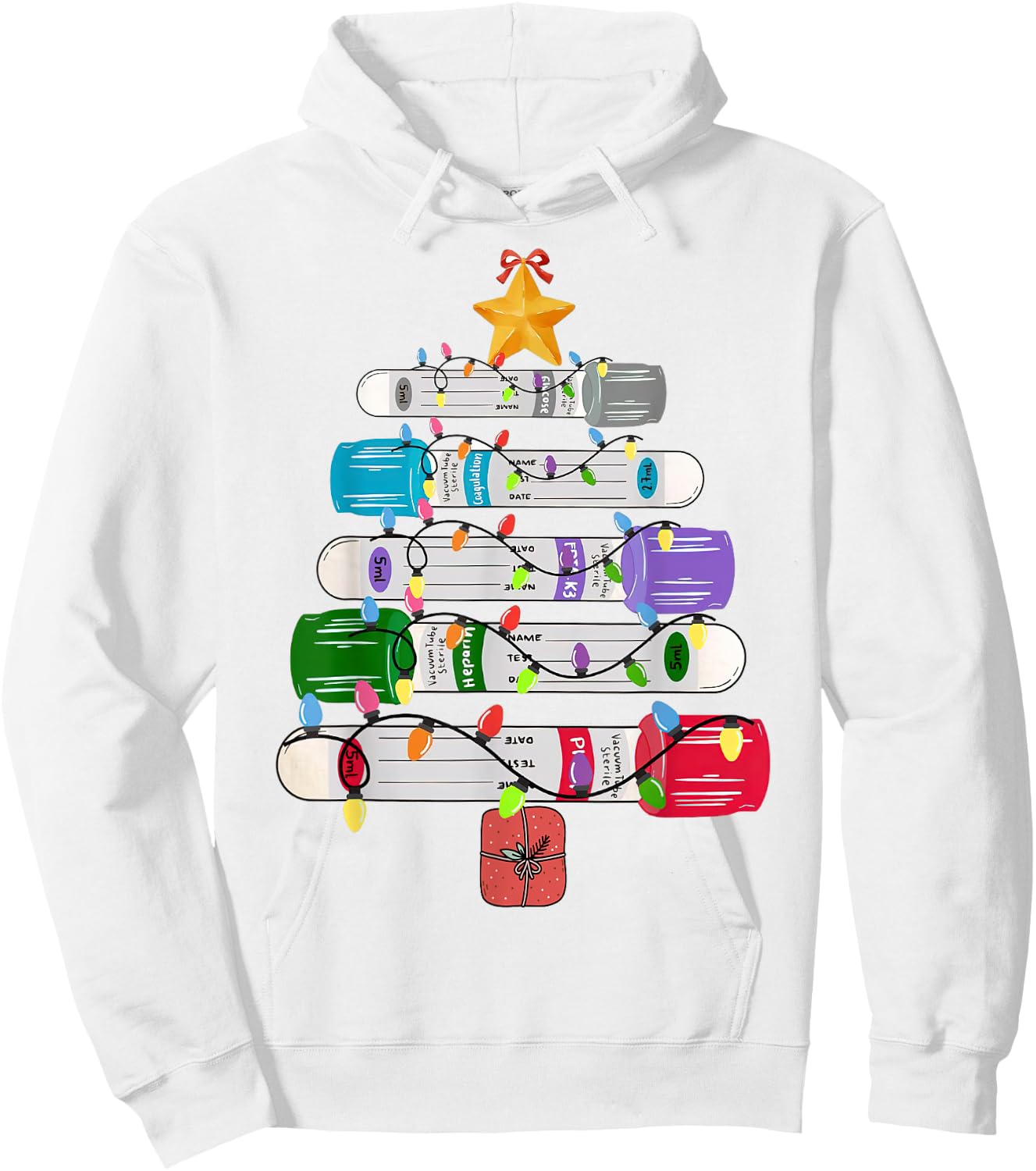 Test Tube Christmas, Phlebotomy Xmas, L@b Scientist Xmas Hoodie - Hoodie | White