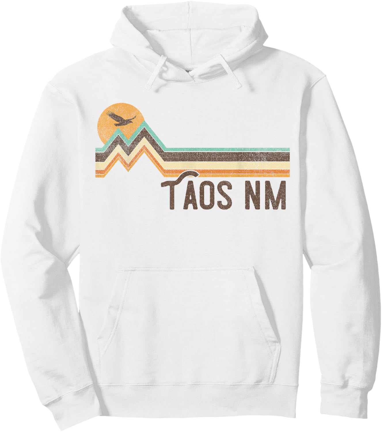 Taos New Mexico 70s 80s Retro Style Vintage Distressed Gift Hoodie - Hoodie | White