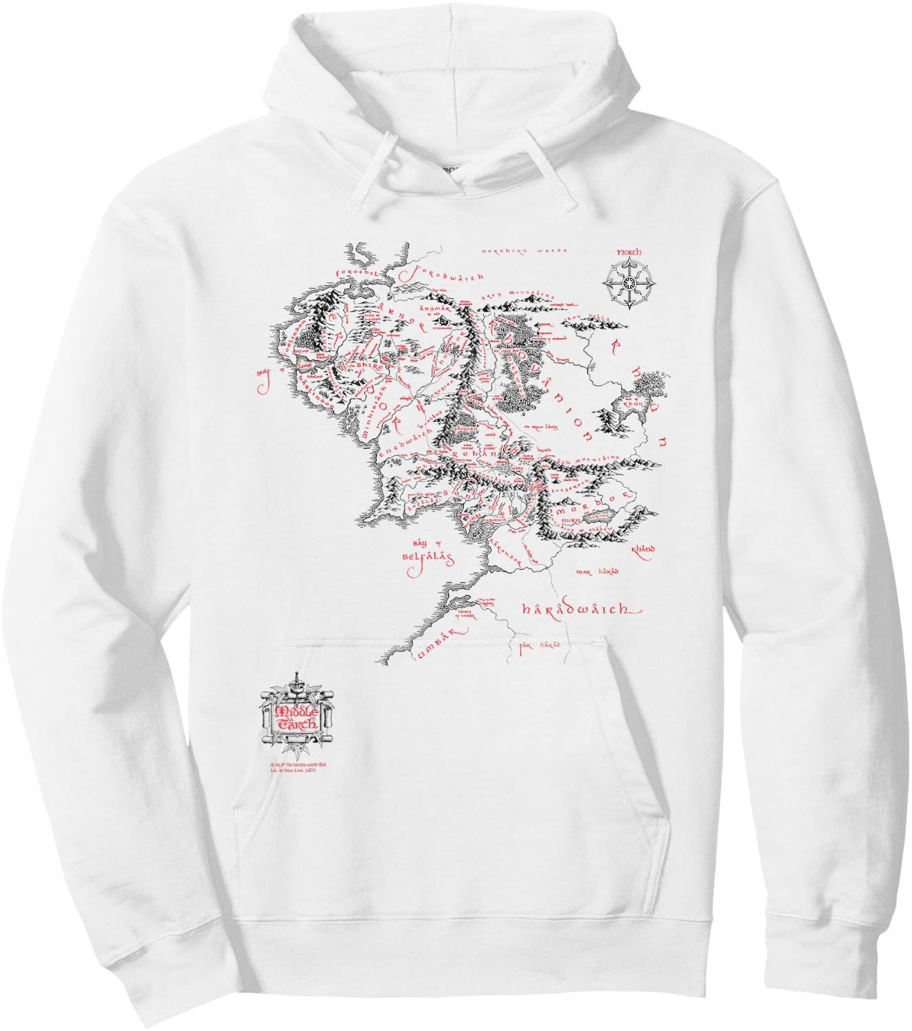 The Lord of The Rings Middle Earth Map Fantasy Movie Hoodie - Hoodie | White