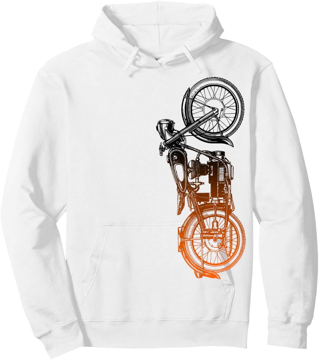 Vintage Retro Black Motorcycle Orange Ombre Hoodie - Hoodie | White