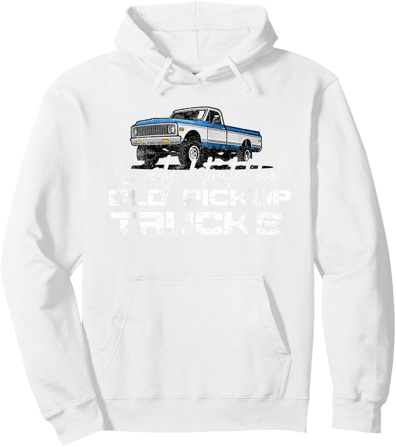 Easily Distracted By Old Pickup Trucks Shirt Retro Hoodie - Hoodie | White