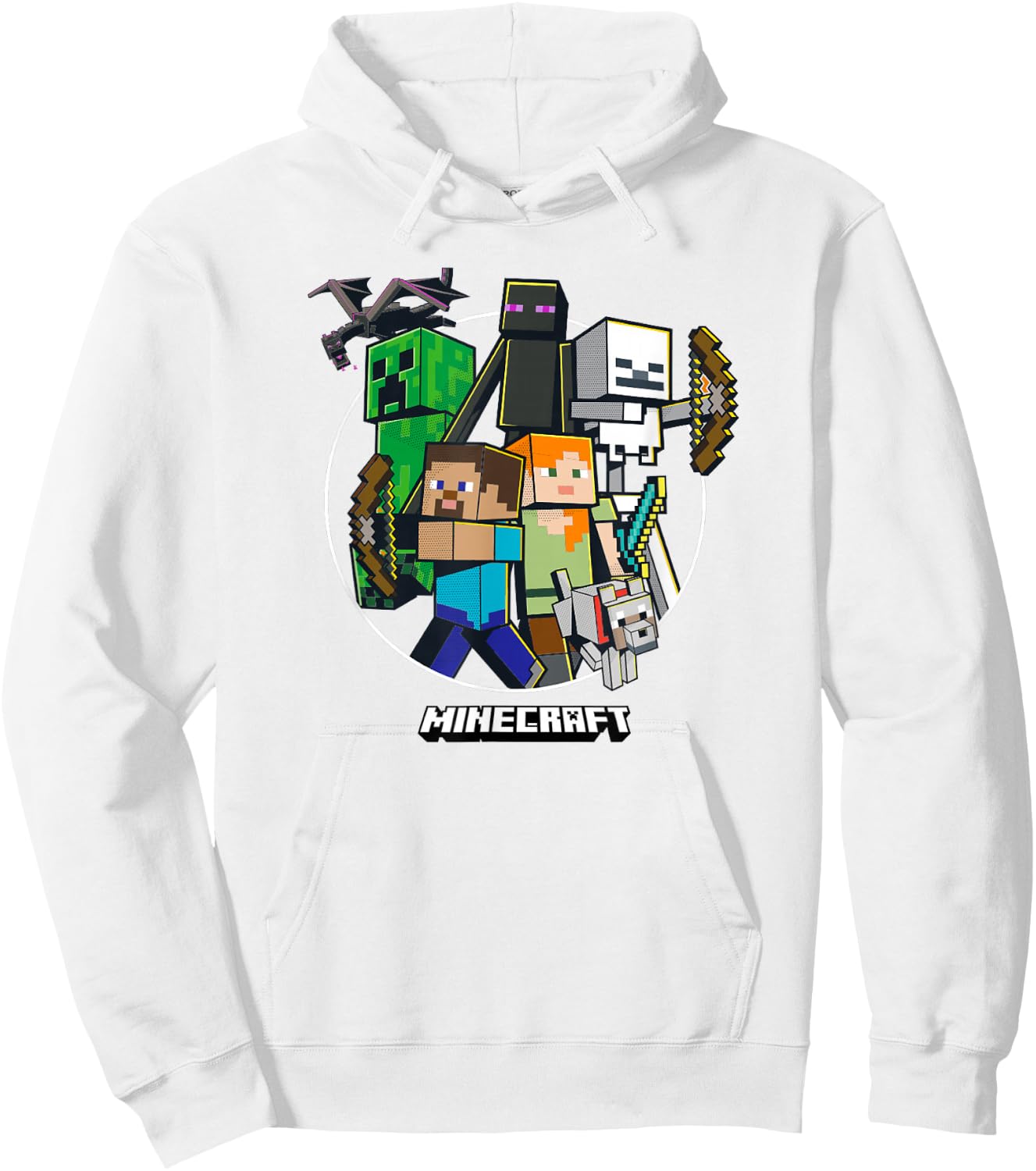 Minecraft Character Group Circle Logo Hoodie - Hoodie | White