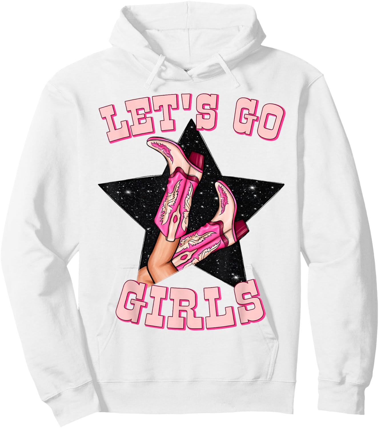 Let's Go Girls Bride Squad Pink Western Bachelorette Party Hoodie - Hoodie | White