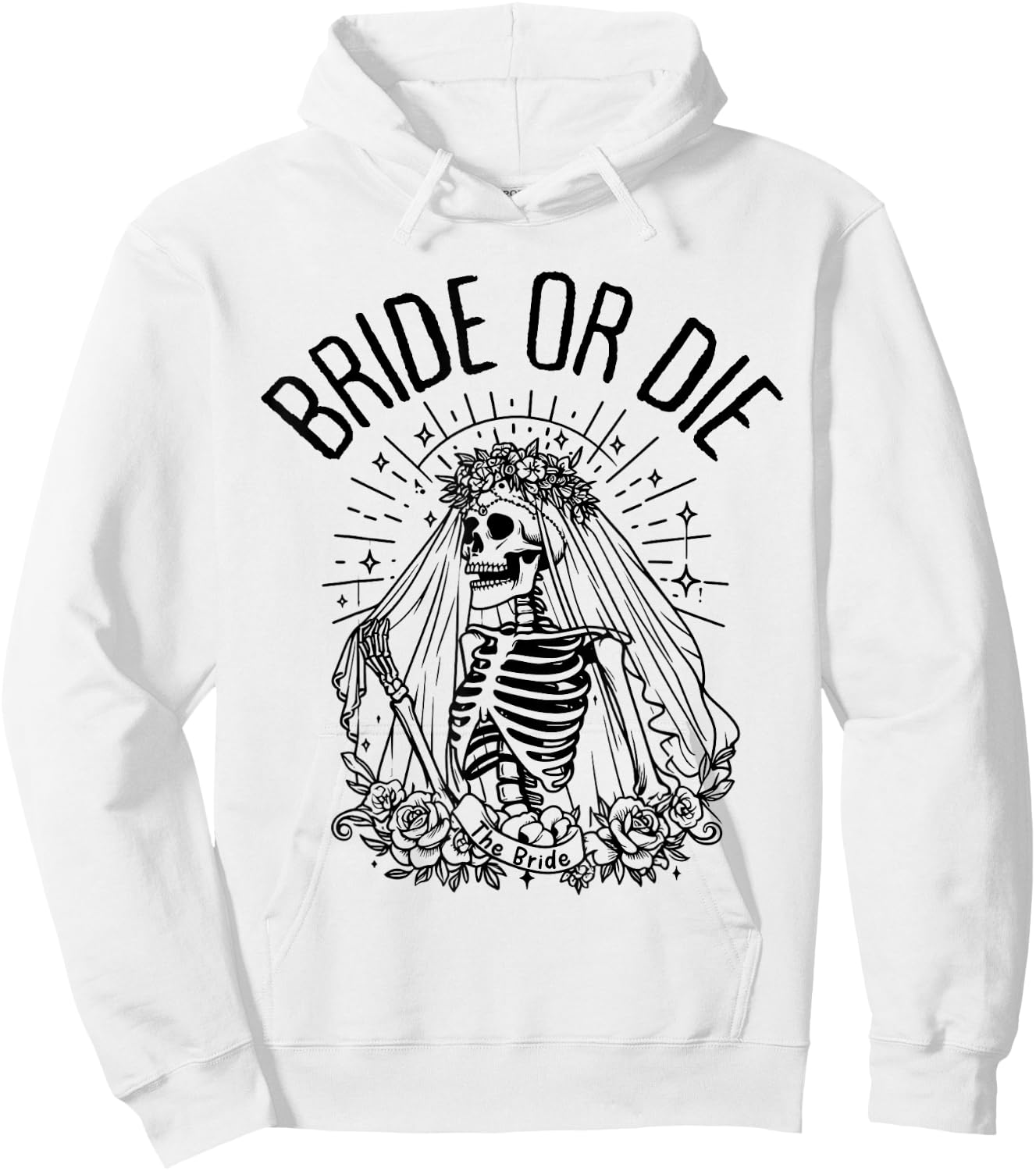 Matching Bride or Die Gothic Skeleton Bridal Bachelorette Hoodie - Hoodie | White