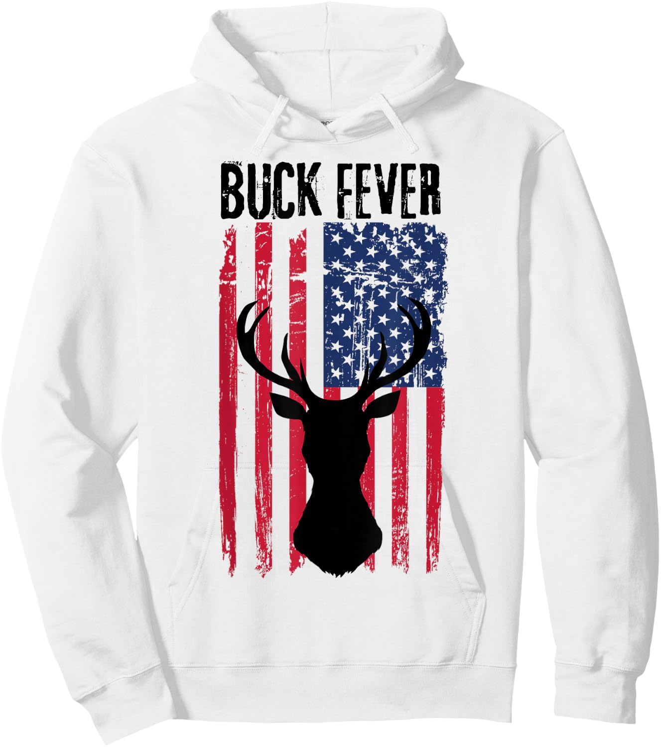 Deer American Flag Patriotic Buck Fever Hunting Hunters Hunt Hoodie - Hoodie | White