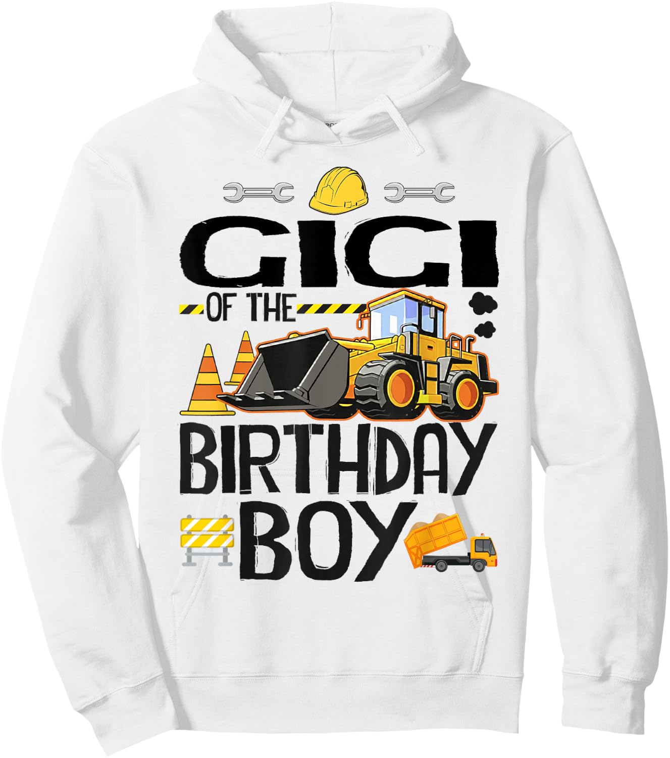 Gigi of The Birthday Boy Construction Excavator Family Hoodie - Hoodie | White