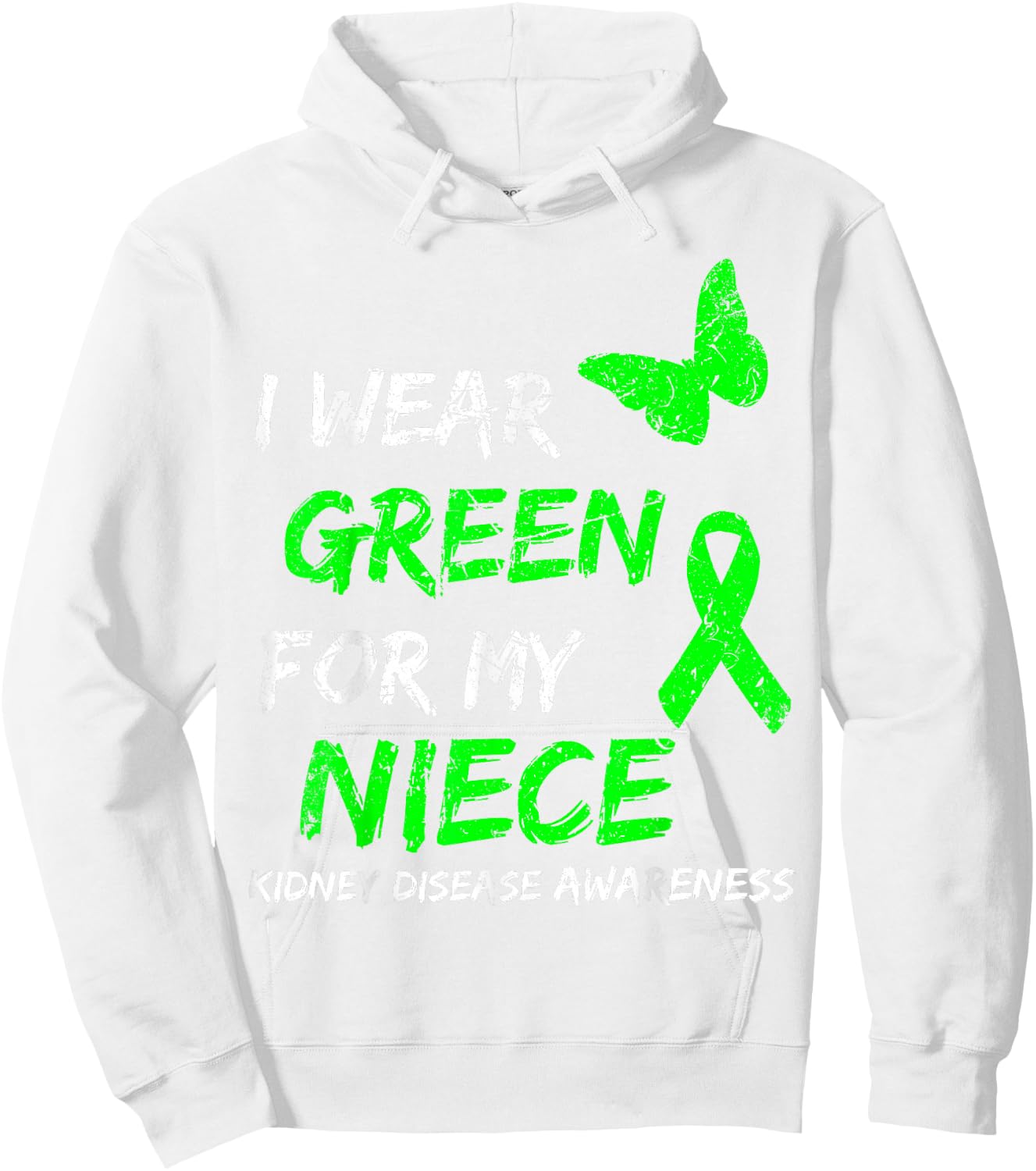 Kidney Disease I Wear Green For My Niece Ribbon Hoodie - Hoodie | White