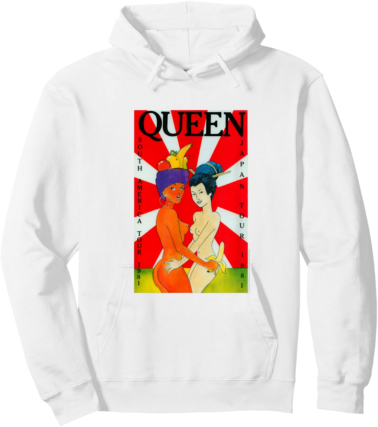 Queen Official South America Japan Tour 1981 Hoodie - Hoodie | White