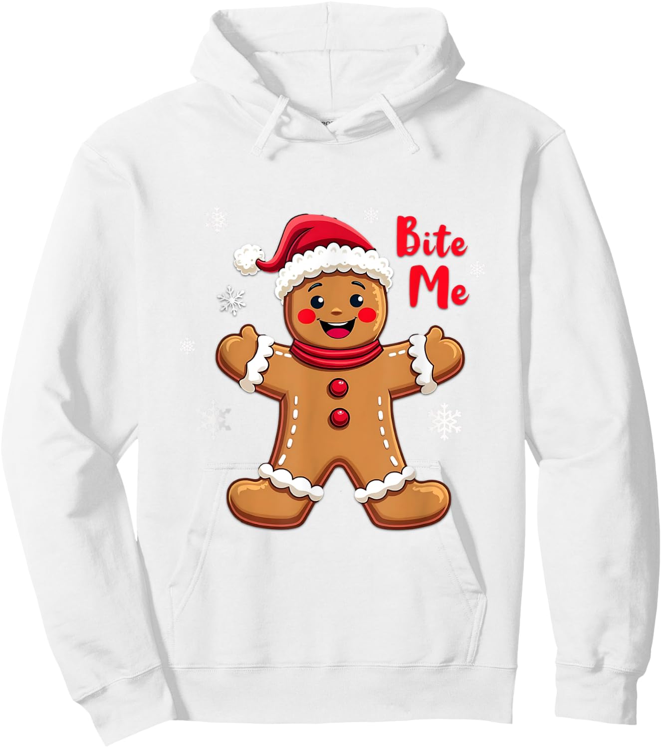 BITE ME Gingerbread Man Funny Sarcastic Christmas Hoodie - Hoodie | White