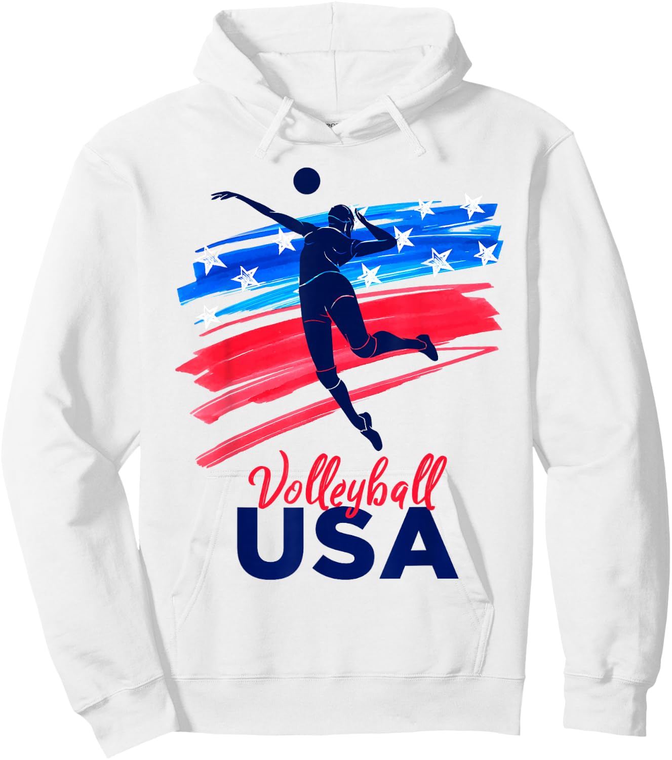 Volleyball USA Support The Team Shirt USA Flag Hoodie - Hoodie | White