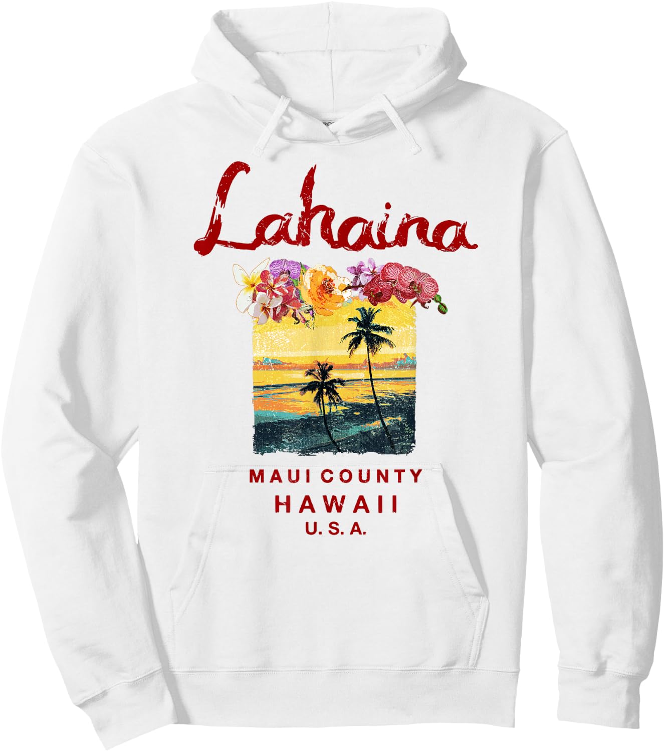 Hawaii Lahaina Maui Vintage Hawaiian Hoodie - Hoodie | White