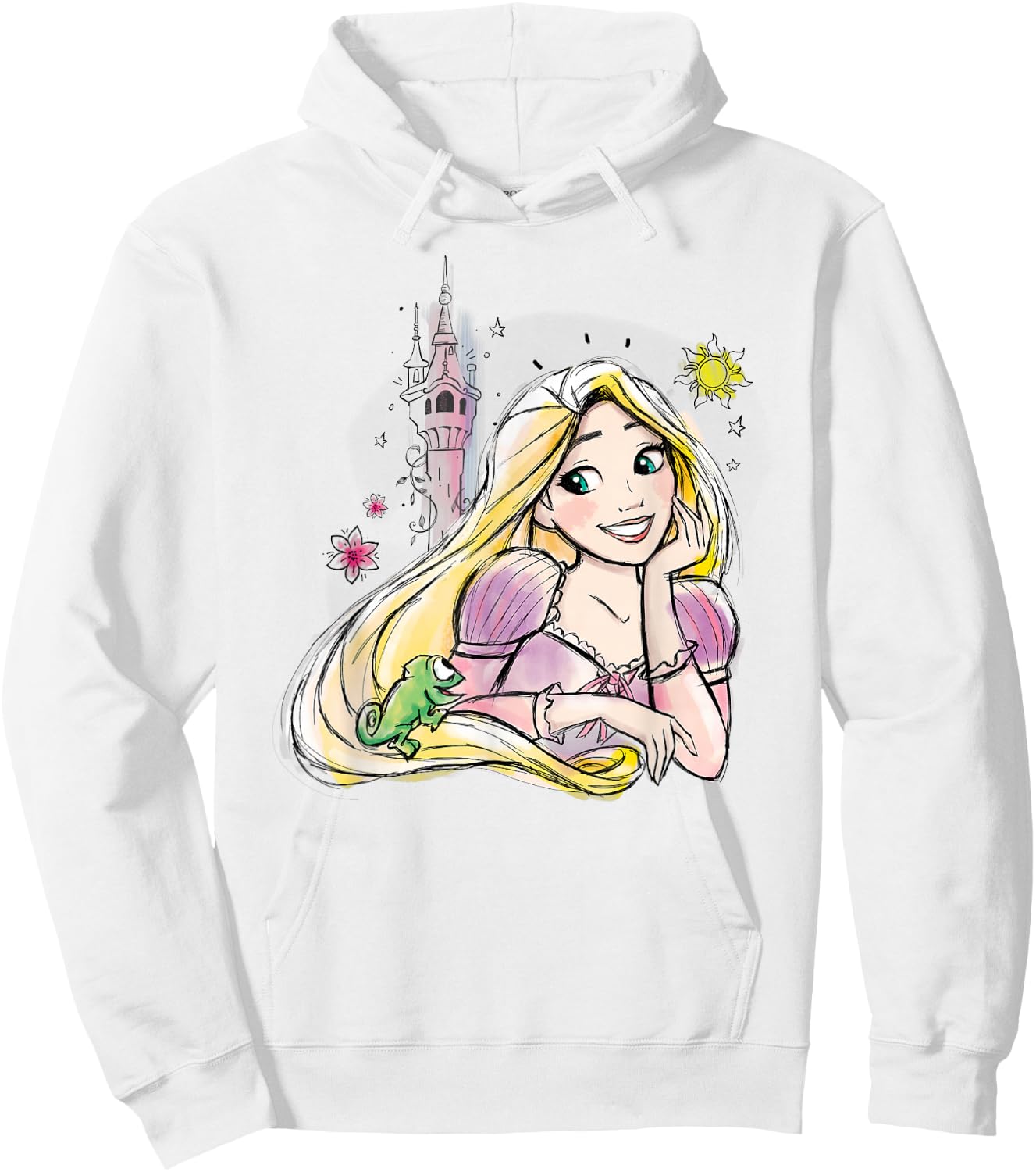 Disney Princesses Tangled Rapunzel & Pascal Water Color Art Hoodie - Hoodie | White