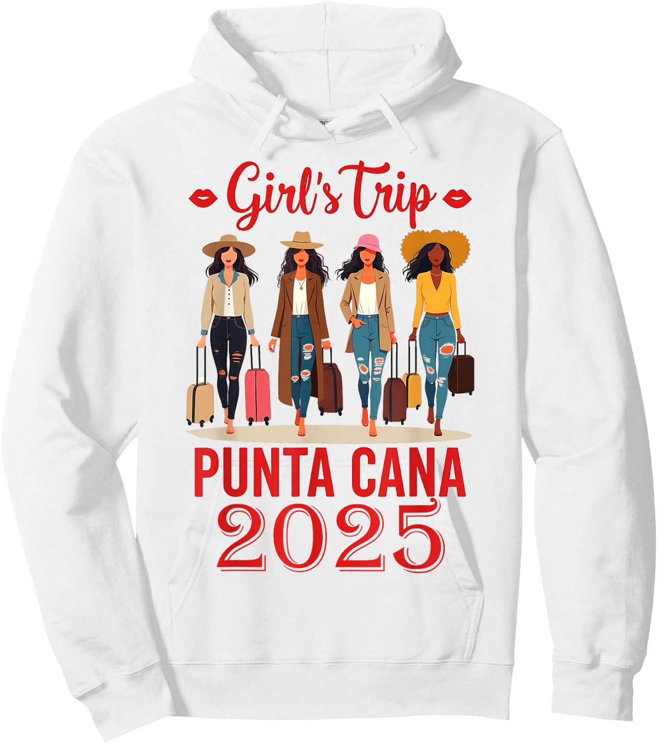 Punta Cana Girls Trip 2025 Funny Vacation Hoodie - Hoodie | White