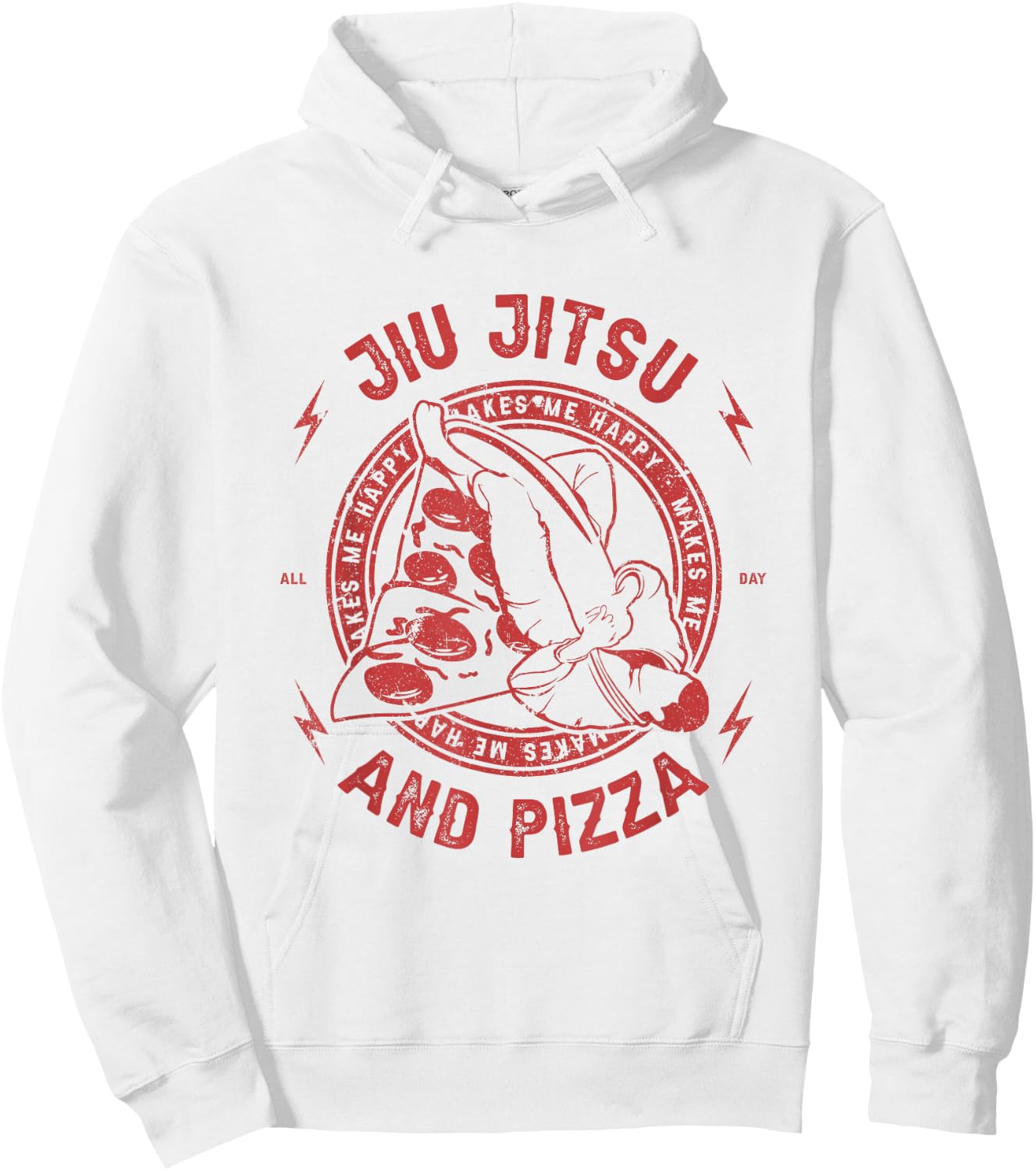 Jiu Jitsu And Pizza Funny Jujitsu BJJ and Mixed Martial Arts Hoodie - Hoodie | White