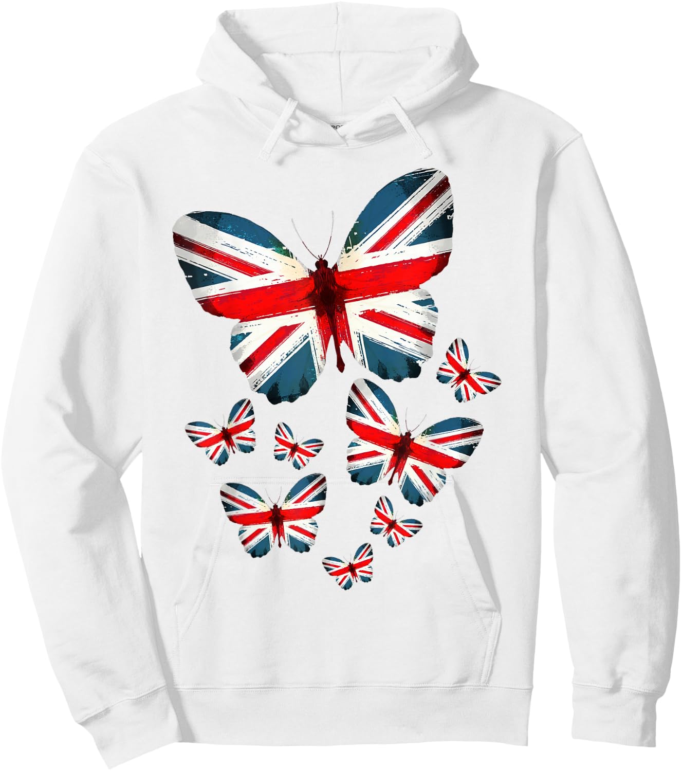Union Jack Flag Butterfly For Kids & UK British Expats Hoodie - Hoodie | White