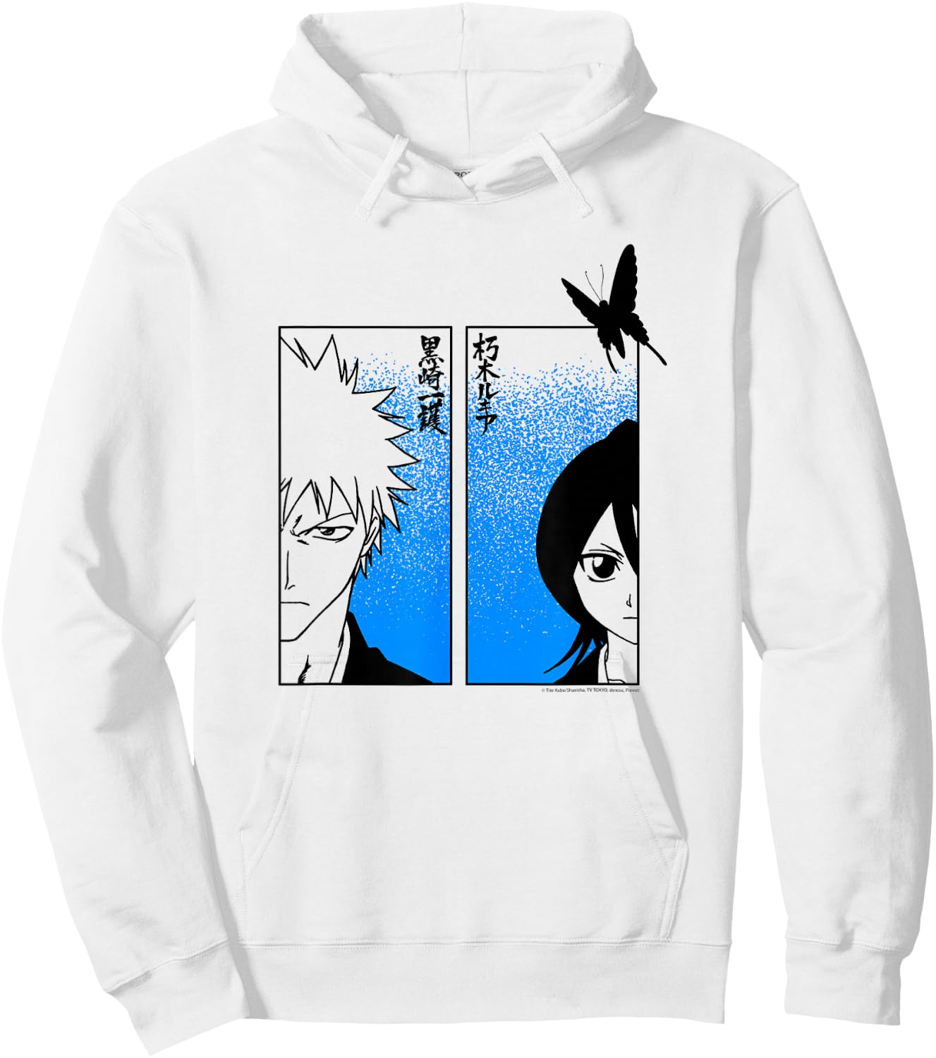 Bleach Ichigo & Rukia Half Faces with Jigokucho Anime Hoodie - Hoodie | White