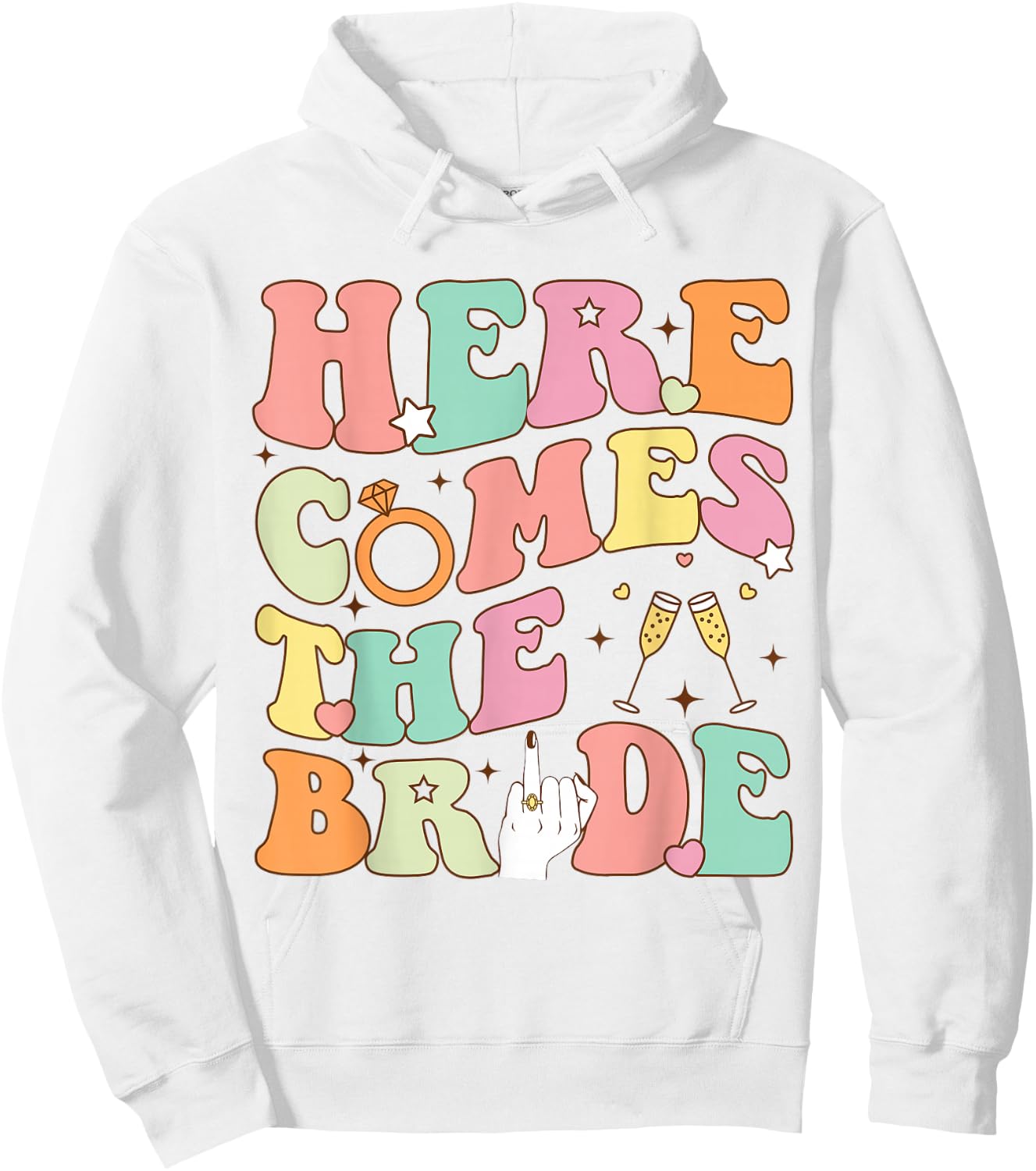 Here Come The Bride Retro Groovy Bachelorette Party Bridal Hoodie - Hoodie | White