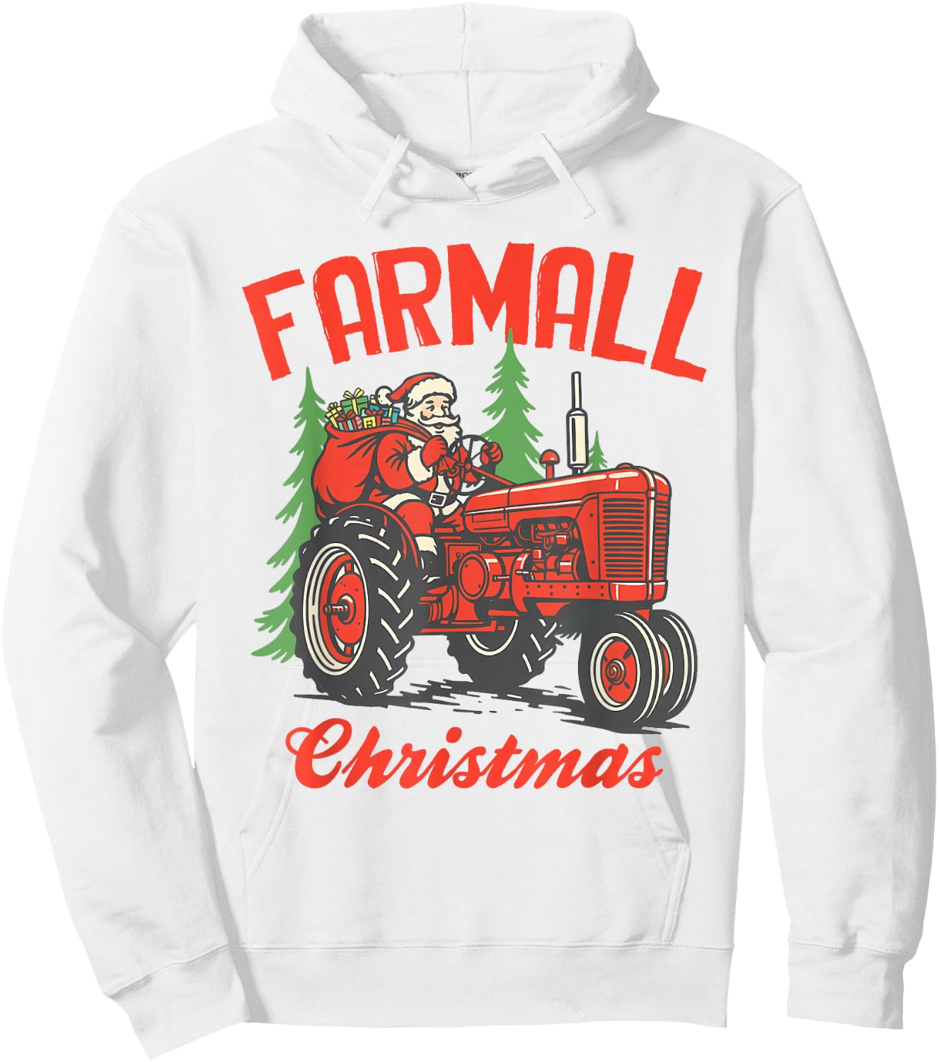 Christmas Xmas Santa On Tractor Farmer Farmall Christmas Hoodie - Hoodie | White