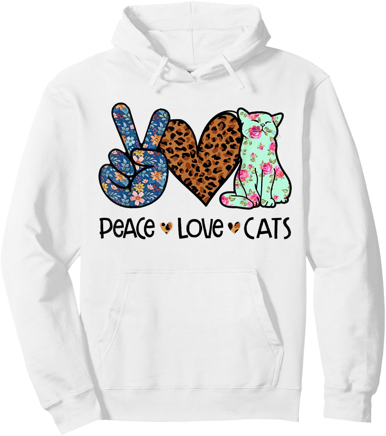 Peace Love Cats Kitty Cat lover Women Girls Kids Hoodie - Hoodie | White