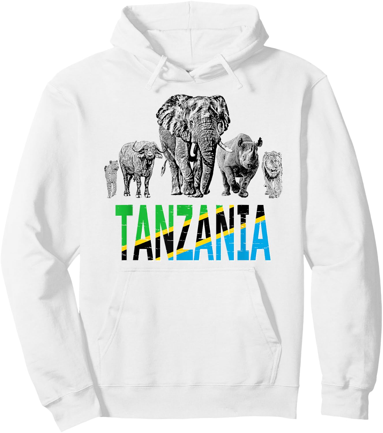 Africa's Big Five Tanzania Wildlife for Tanzania Fans Hoodie - Hoodie | White