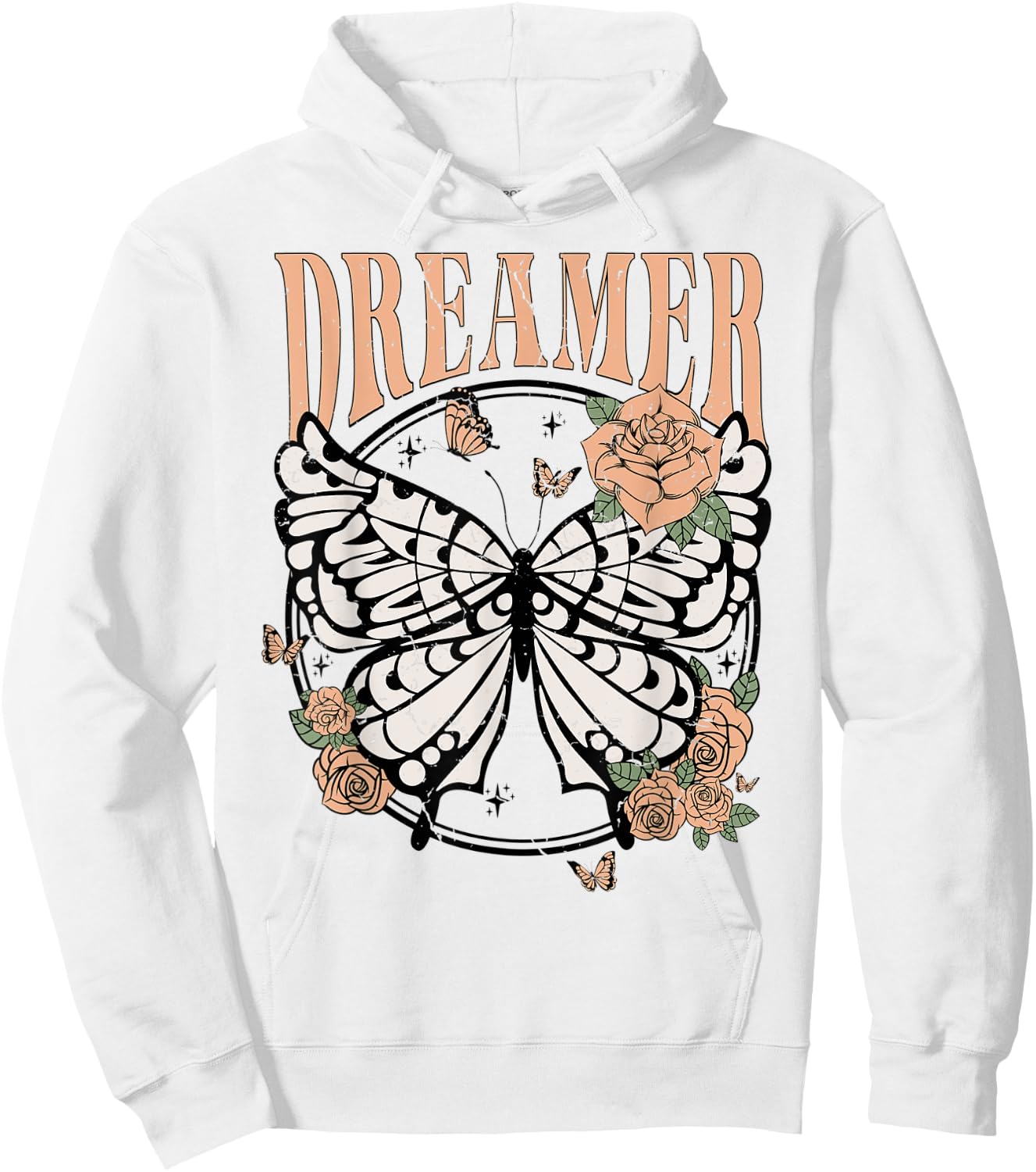 Vintage Retro Dreamer Butterfly 80's 90's Style Lover Gift Hoodie - Hoodie | White