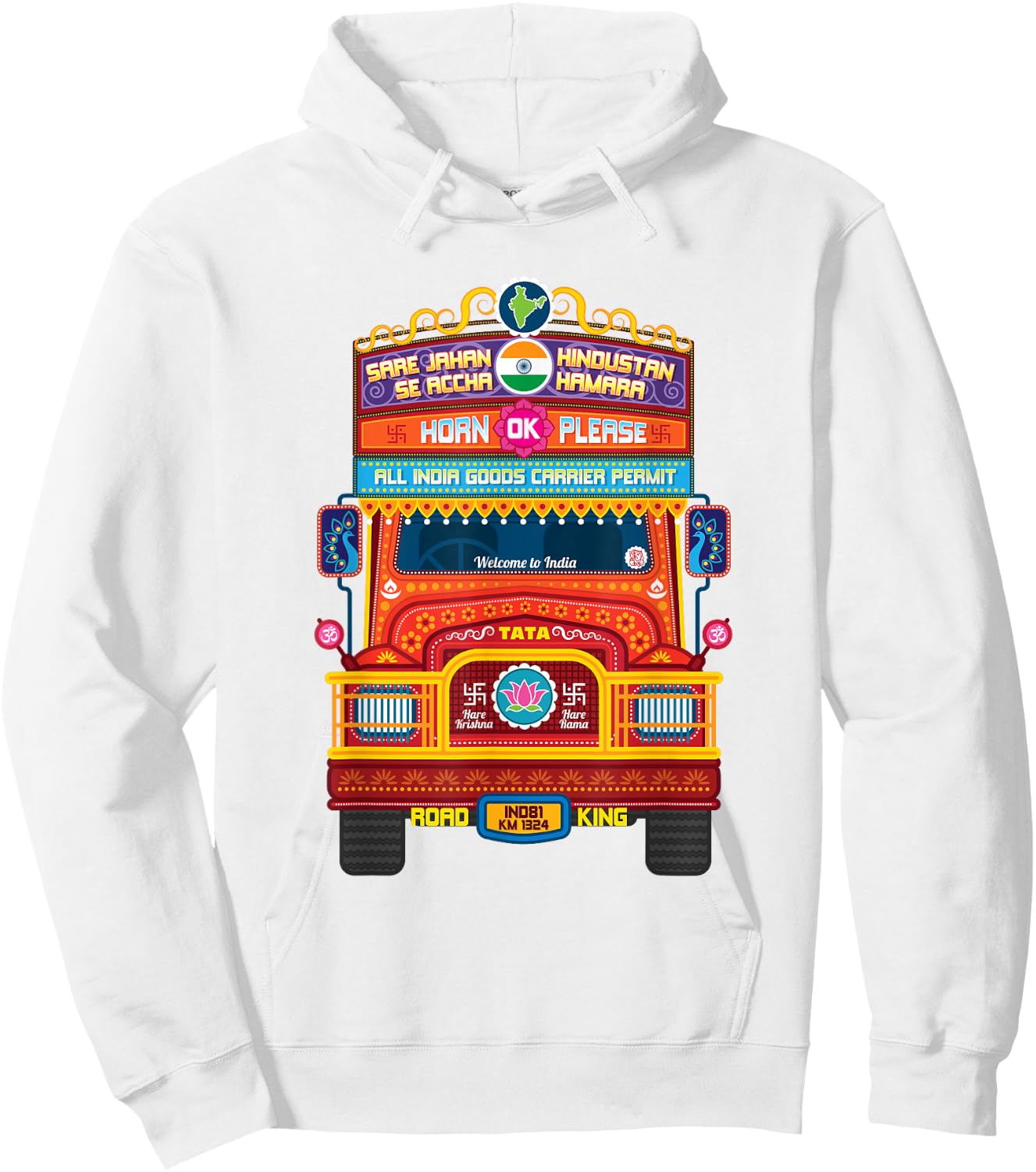 Traditional Indian Truck, South Asian, Horn Ok Please Hoodie - Hoodie | White