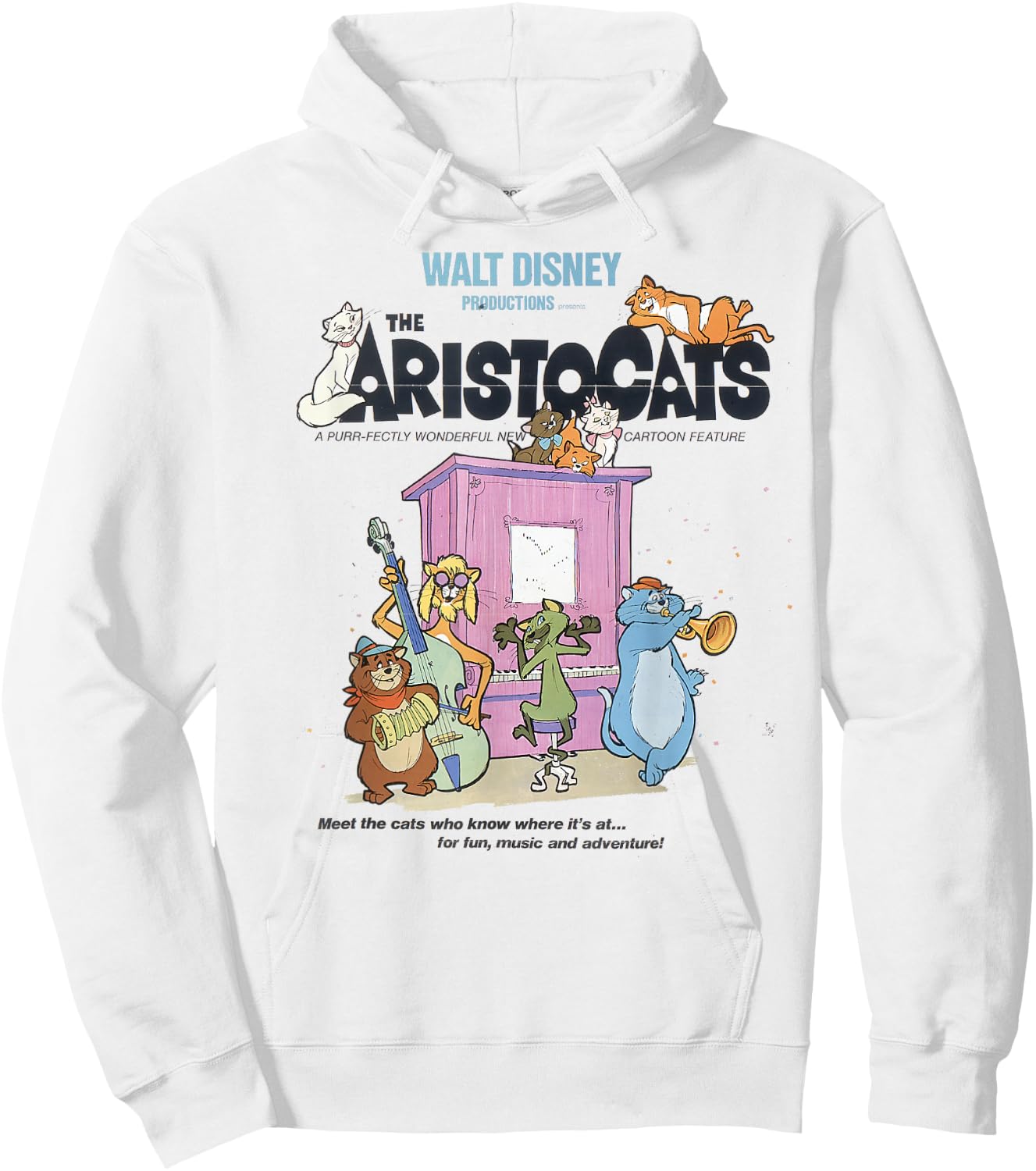 Disney The Aristocats Cats Playing Piano Small Hoodie - Hoodie | White