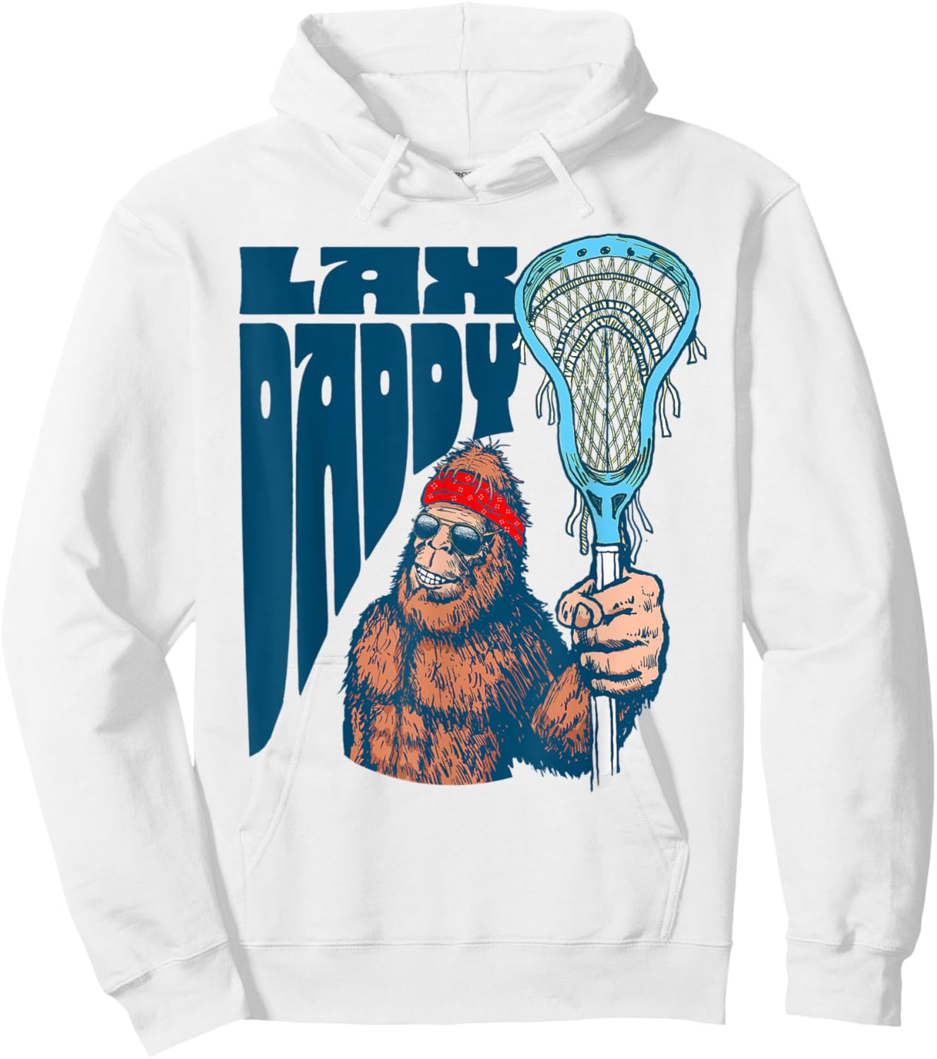 Lax Daddy! Funny Sasquatch Lacrosse Fan Dad Bigfoot Beard Hoodie - Hoodie | White