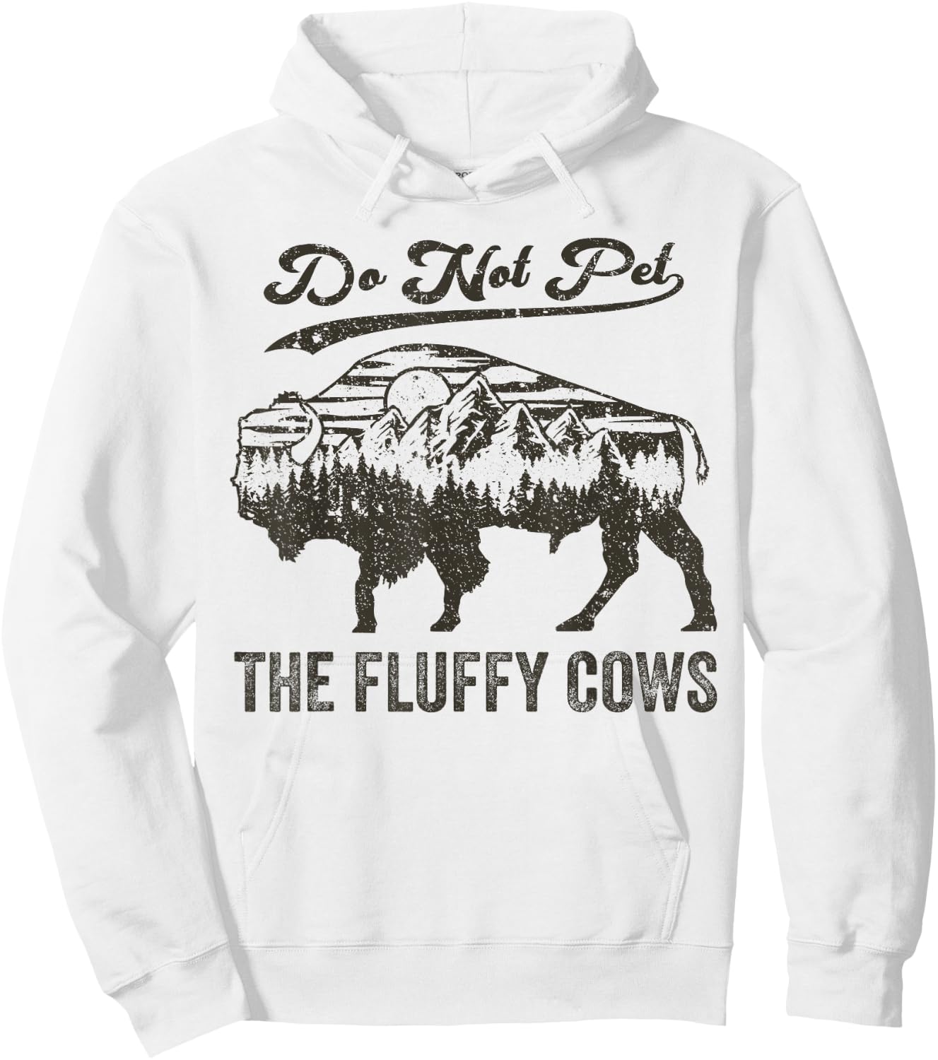 Do Not Pet The Fluffy Cows, Bison Vintage Hoodie - Hoodie | White