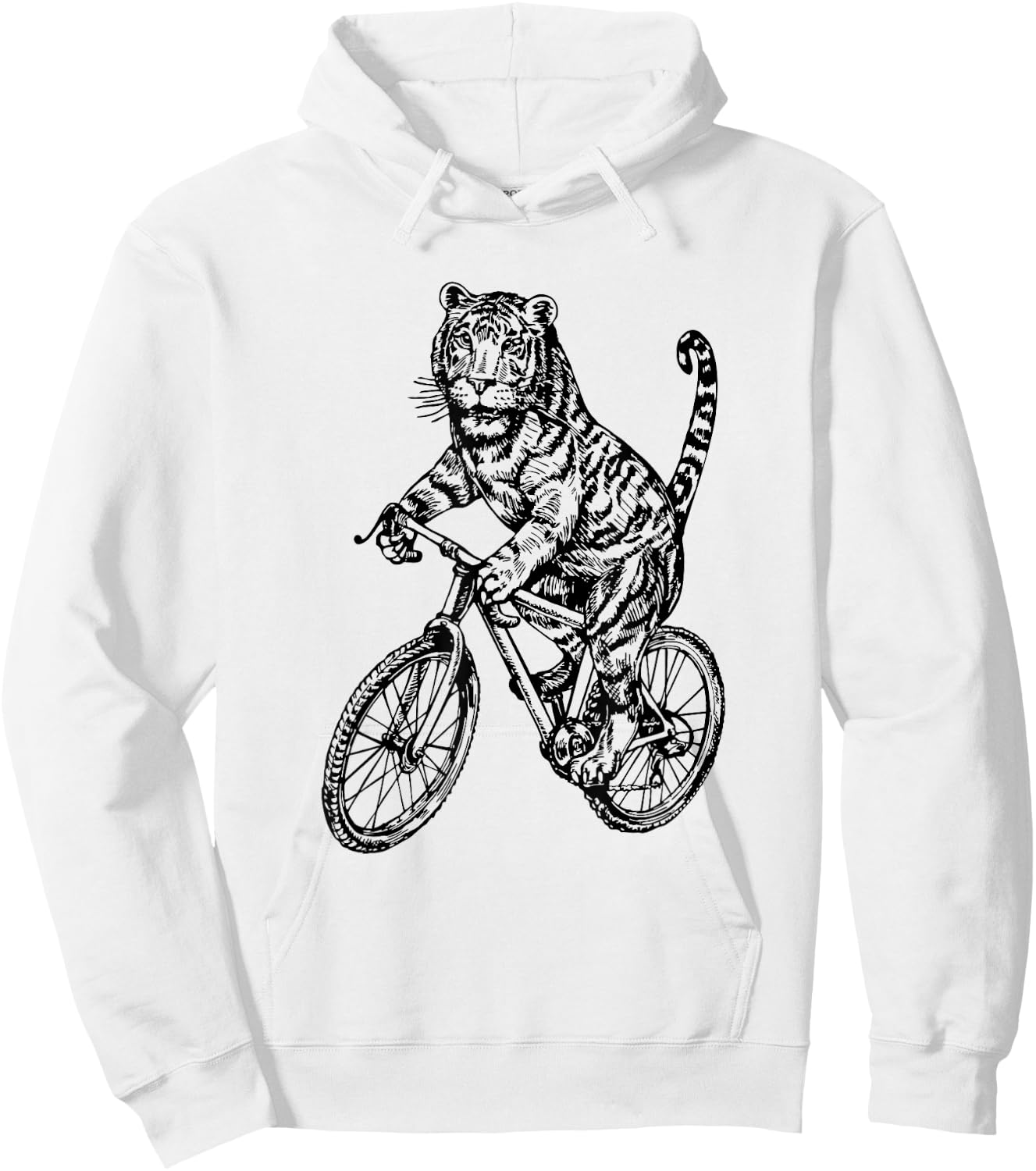 Tiger Cycling Bicycle Funny Biker Animal Biking Cool Bike Hoodie - Hoodie | White
