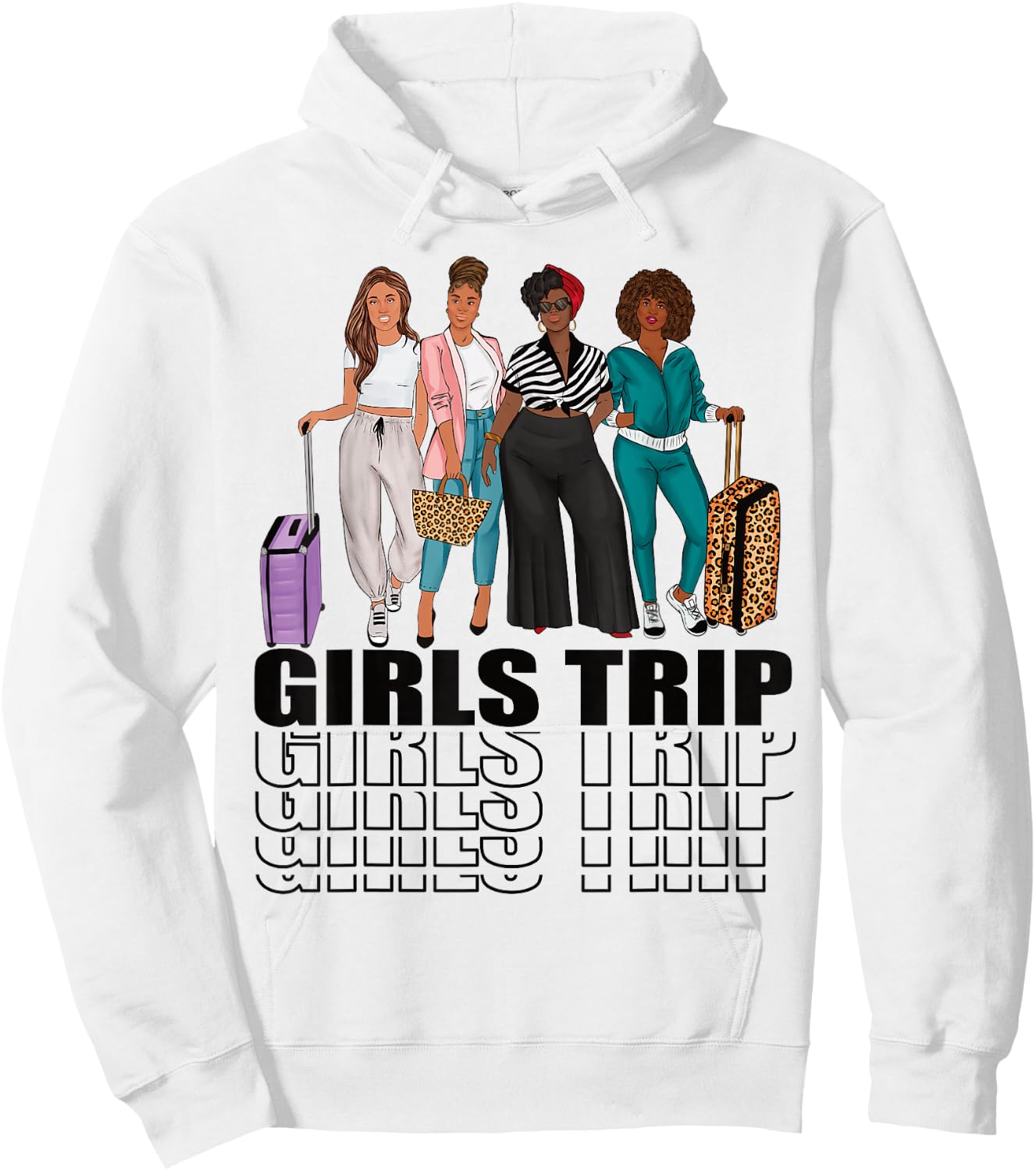 Girls Trip for Melanin Afro Black Vacation Women Hoodie - Hoodie | White