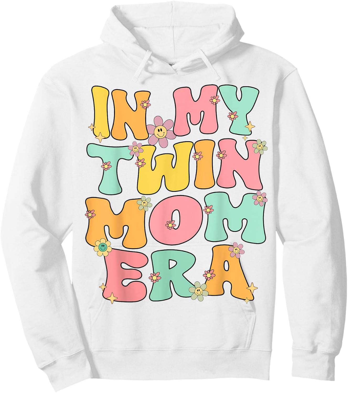 In My Twin Mom Era Twin Mama Reto Groovy Twin Mom New Mom Hoodie - Hoodie | White