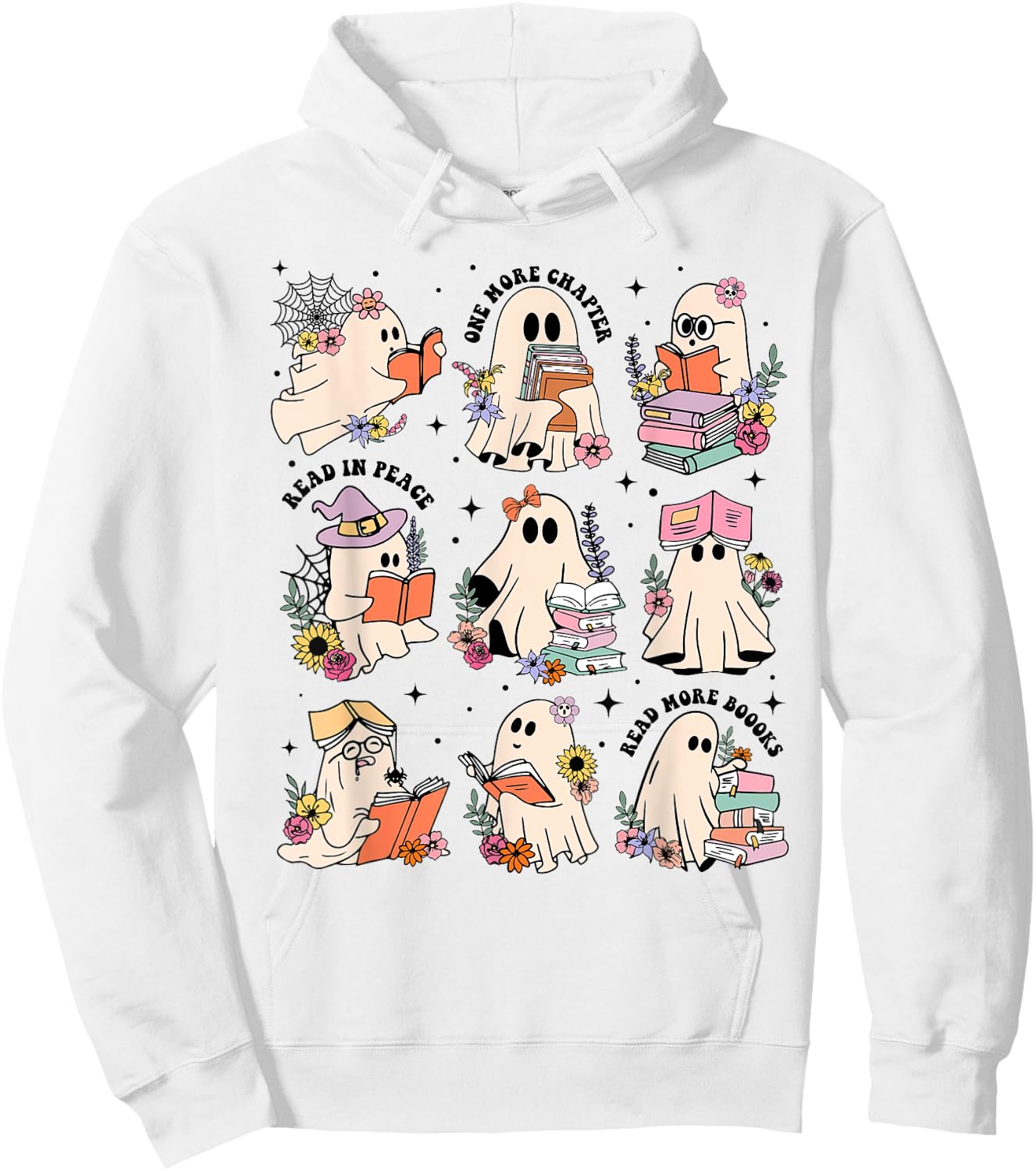 Teacher Halloween Ghost Book Reading Librarian Teacher Ghost Hoodie - Hoodie | White