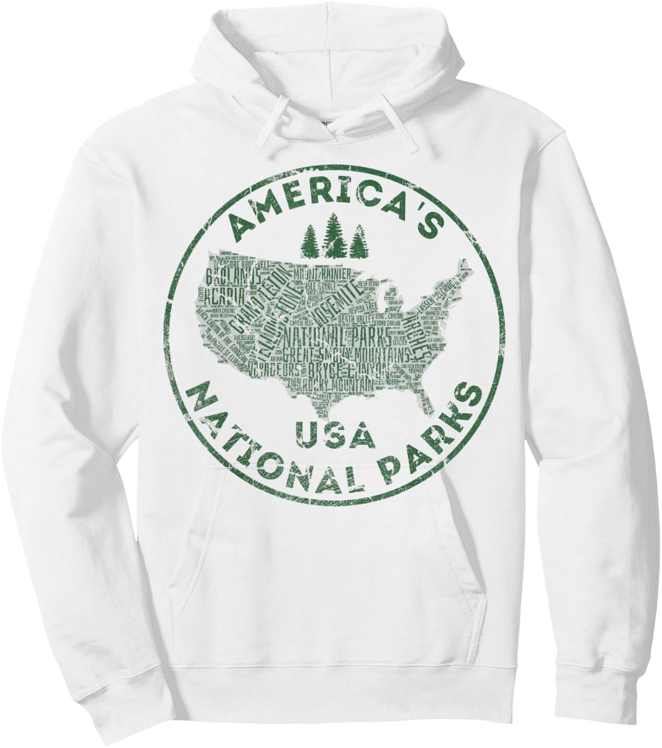 National Parks Map Hiking Travel Camping Outdoors Retro USA Hoodie - Hoodie | White