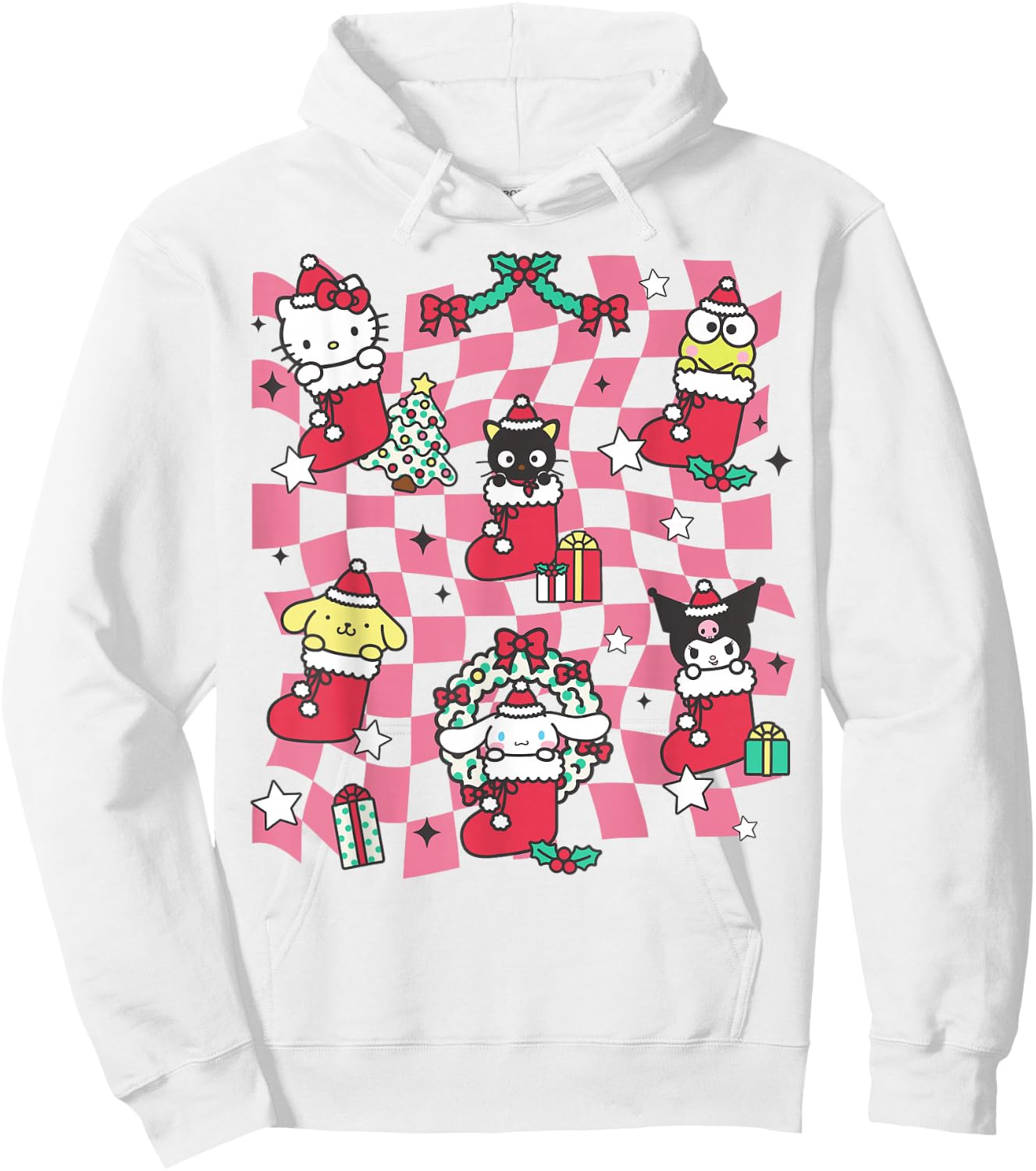 Hello Kitty and Friends Christmas Holiday Stockings Collage Hoodie - Hoodie | White