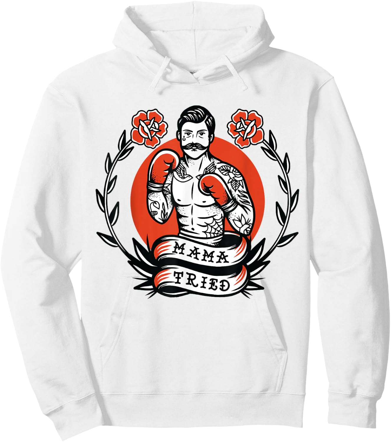 Boxer American Traditional Tattoo Old School Boxing Flash Hoodie - Hoodie | White