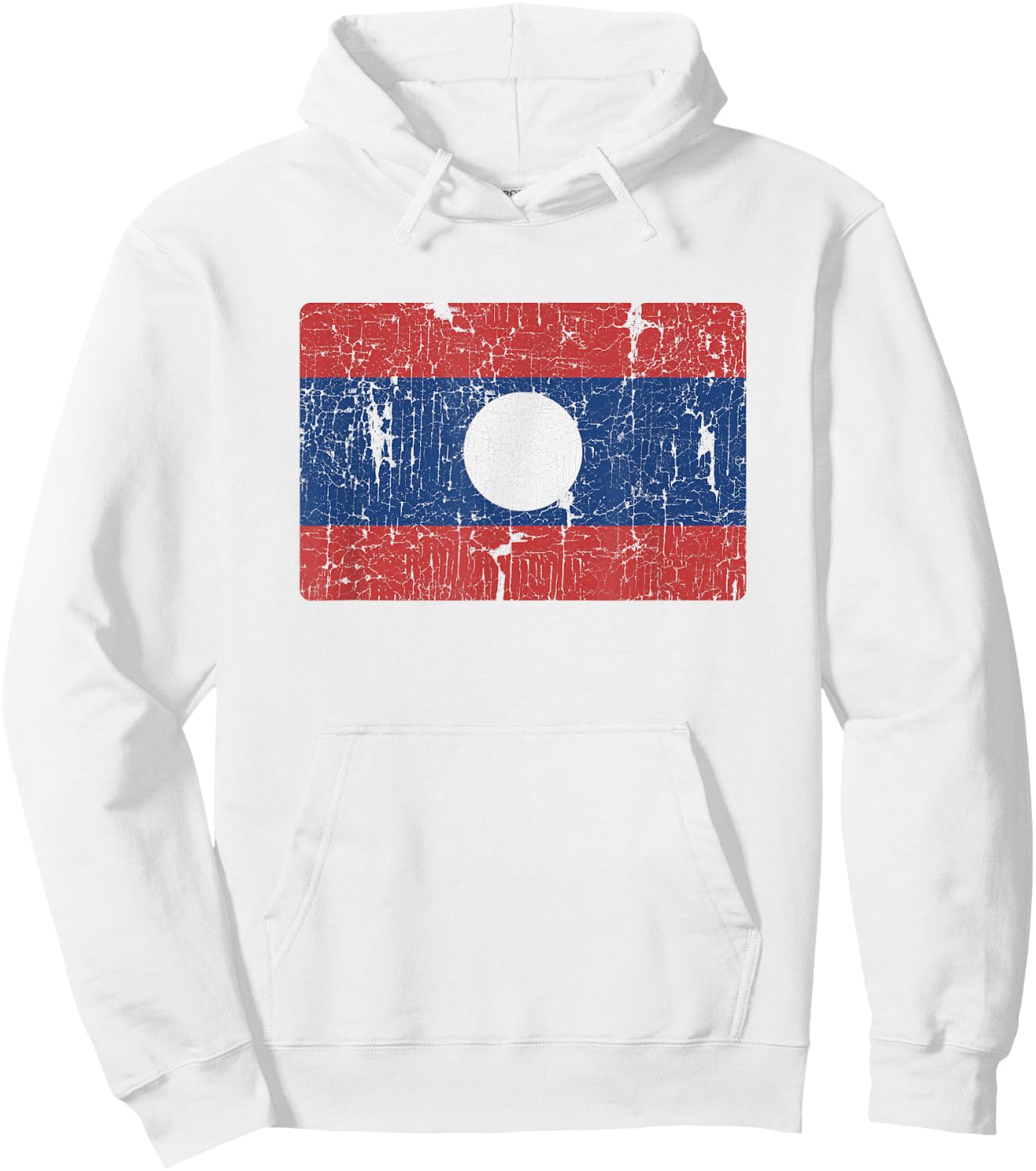 Vintage Laotian Flag of Laos Souvenir Men Women Kids Hoodie - Hoodie | White