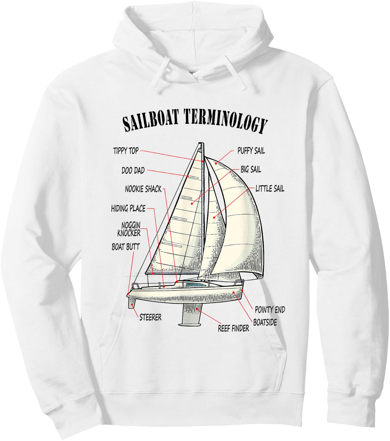 Funny and Completely Wrong Sailboat Terminology Hoodie - Hoodie | White