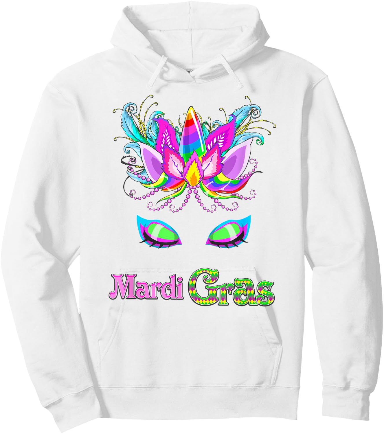Girls Unicorn Mardi Gras T Shirt, New Orleans Family Parade Hoodie - Hoodie | White