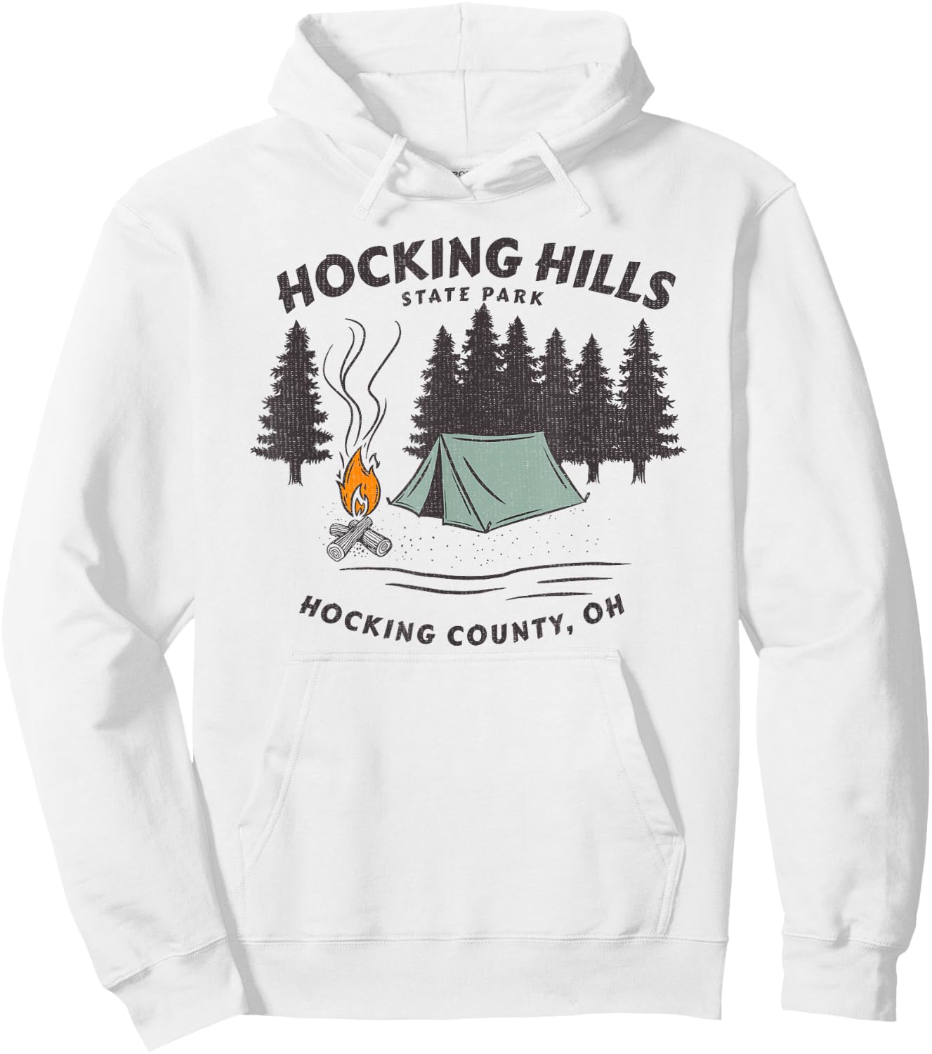 Retro Hocking Hills State Park Souvenir Hoodie - Hoodie | White