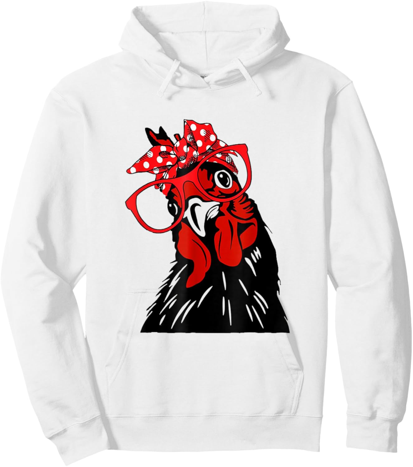 Chicken with bandana headband and glasses cute Hoodie - Hoodie | White